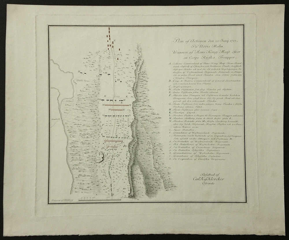 Klercker, C. - Gillberg, J.: Plan af Actionen den 28 Juny 1789, på Uddis Malm Wunnen af Hans Kongl. Maijt. öfver en Corps Ryska Troupper
