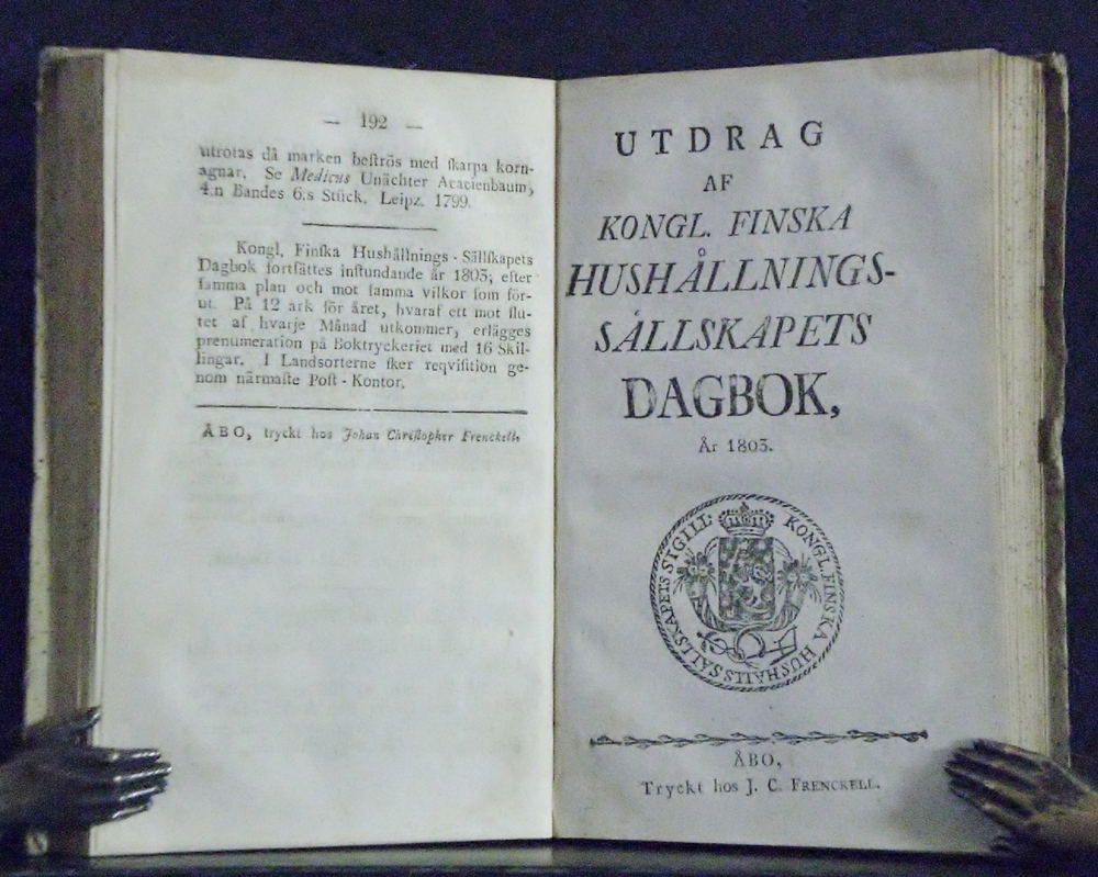 Utdrag af kongl. finska hushållnings-sällskapets dagbok. December 1801. Den 1 januari1802- den 1 decemberr 1802. Den 1 januari 1803 - den 1 november 1803