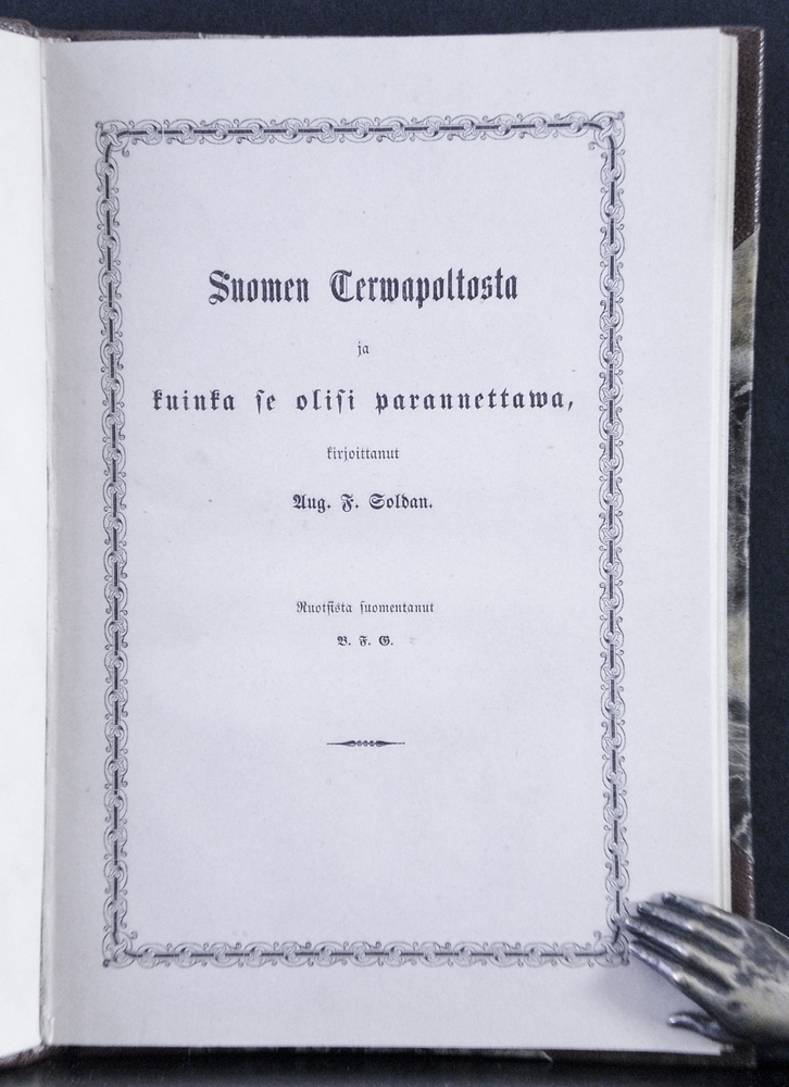 Soldan, August F.: Suomen terwapoltosta ja kuinka se olisi parannettawa