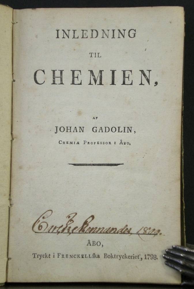Gadolin, Johan: Inledning till chemien
