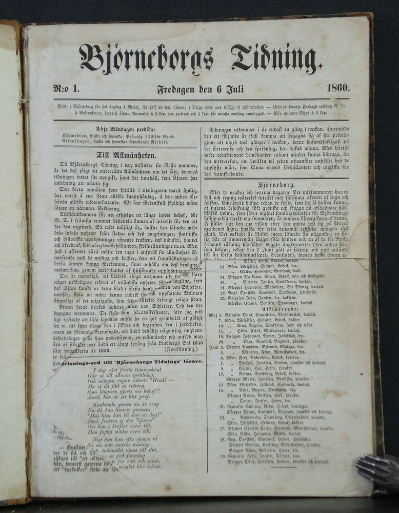 Björneborgs Tidning, 1860, nr. 1-26
