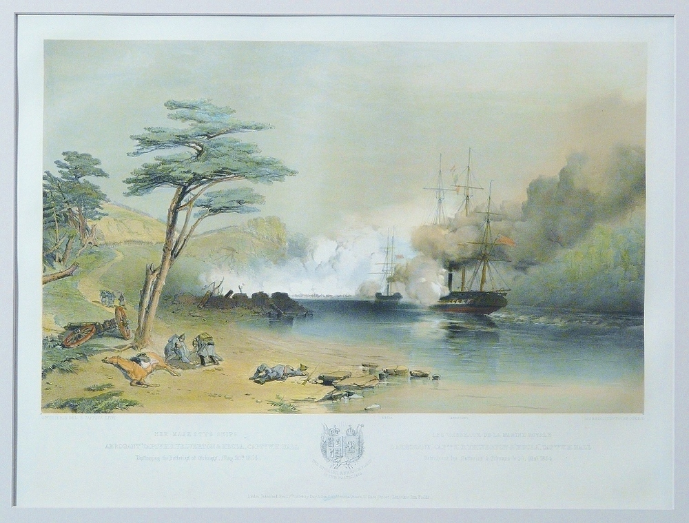 Brierly.: Her Majesty´s ships. Destroying the Batteries at Eckness, May 20th 1854