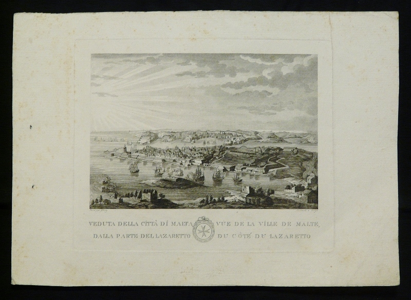 Goupy, Joseph: Veduta della città di Malta dalla parte del Lazaretto. Vue de la ville de Malta du coté du Lazaretto