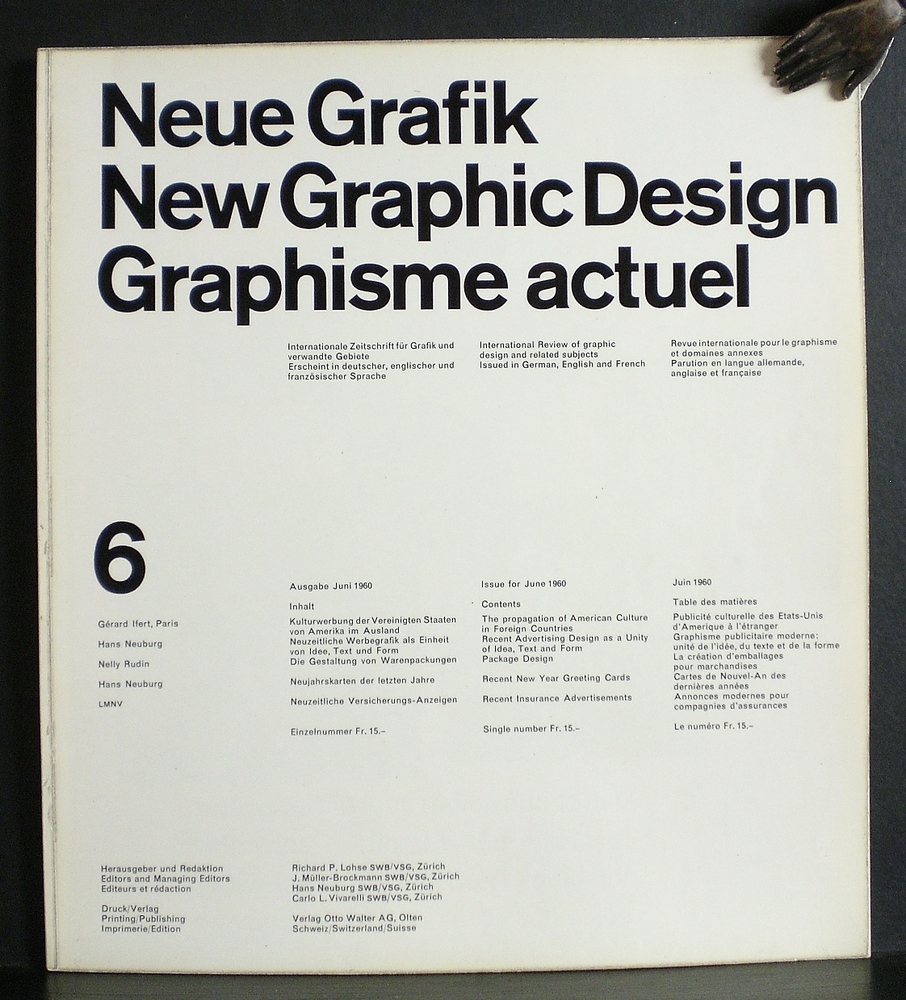Lohse, Richard L. et al, editor: Neue Grafik. New Graphic Design. Graphisme actuel. 6, Juni, 1960