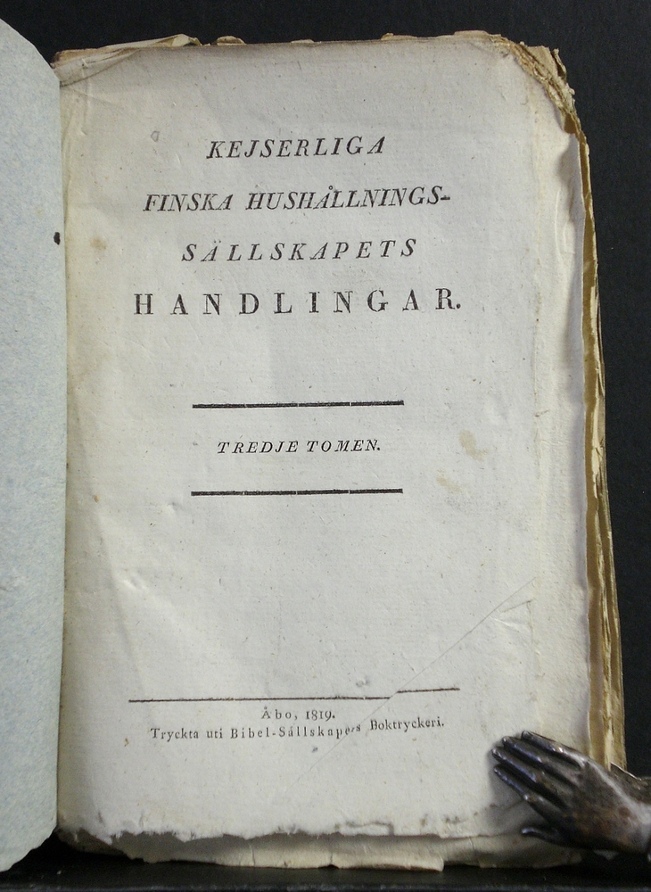 Kejserliga Finska Hushållningssällskapets handlingar. Tredje tomen
