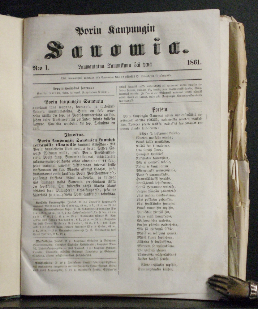 Porin kaupungin sanomia N:o 1-52, 1861