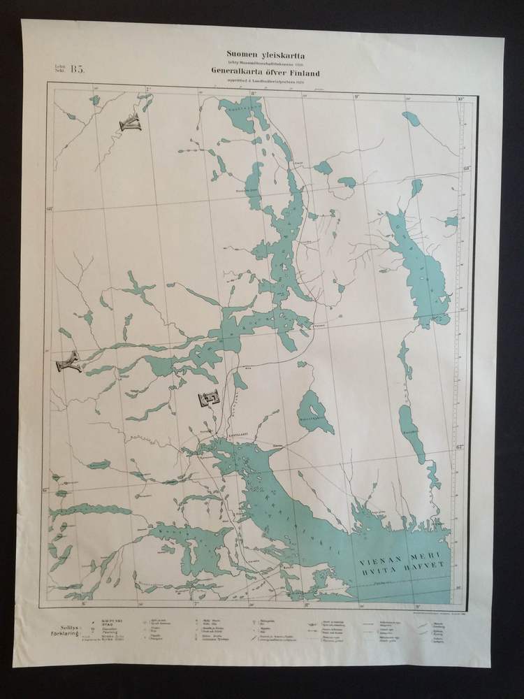 Suomen yleiskartta. Lehti B5. (Vienanmeri) (1940)