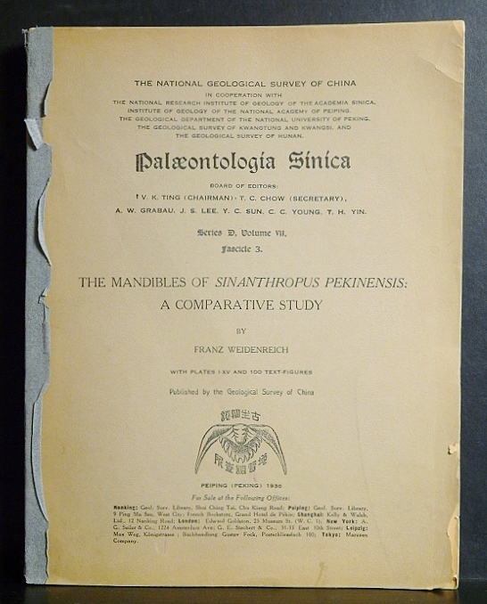 Weidenreich, Franz: Palaeontologia Sinica. The Mandibles of Sinanthropus Pekinensis: A comparative study