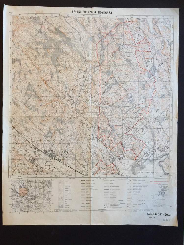 Hovinmaa. Topografinen kartta. (Karjala) (1938)