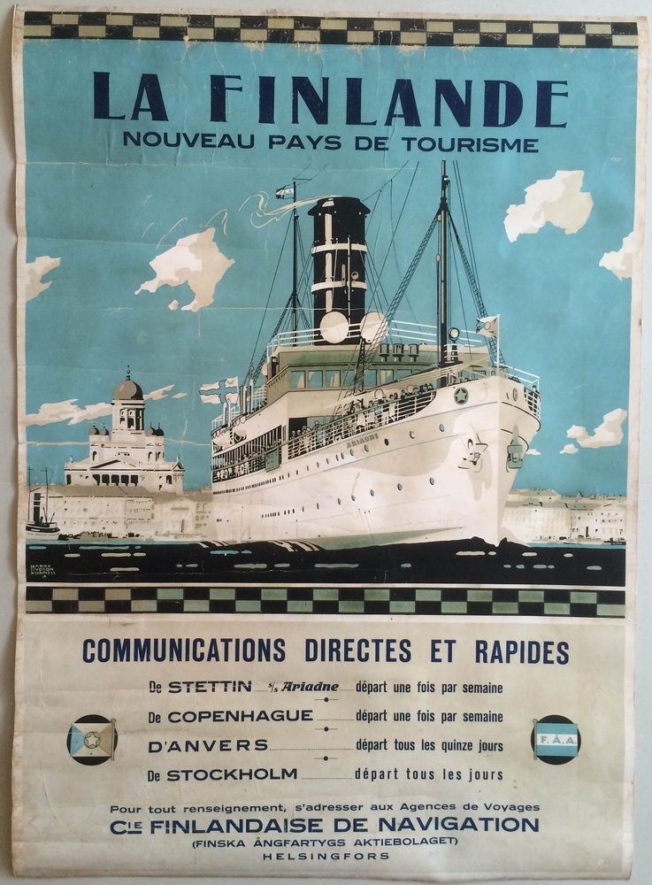 Rodmell, Harry Hudson: La Finlande, Nouveau Pays de Tourisme. Finska ångfartygs aktiebolaget | Original travel poster