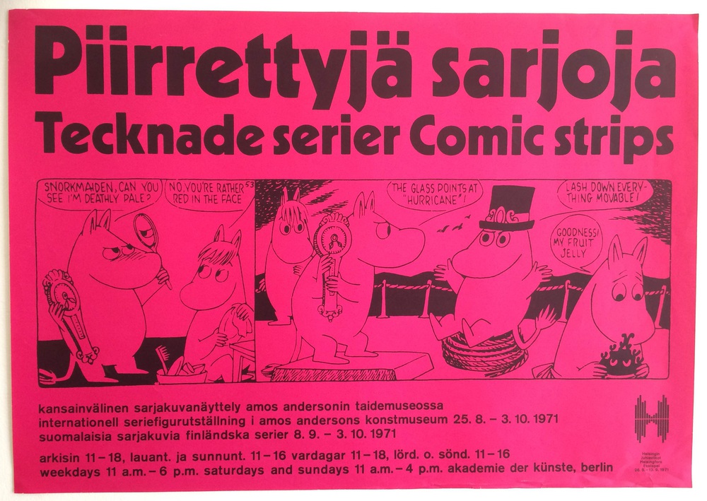 (Jansson, Tove): Piirrettyjä sarjoja. Tecknade serier. Comic strips. Kansainvälinen sarjakuvanäyttely Amos Andersonin taidemuseossa. Internationell seriefigurutställning i Amos Andersons konstmuseum 25.8. - 3.10.1971.