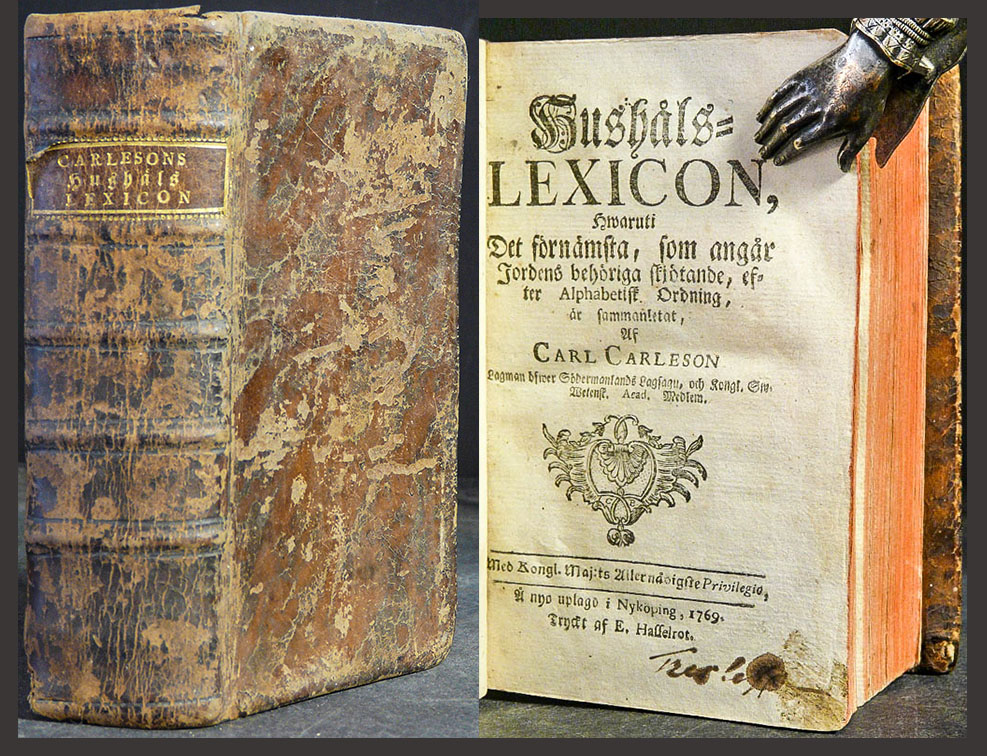 Carleson, Carl: Hushåls-lexicon, hwaruti det förnämsta, som angår jordens behöriga skjötande, efter alphabetisk ordning