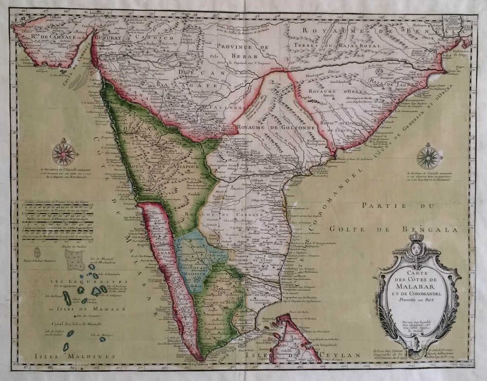 De L'isle, Guillaume: Carte des Côtes de Malabar et de Coromandel.