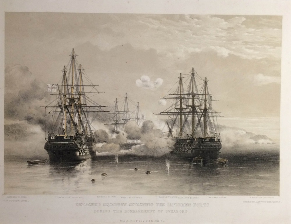 Dutton, T. G.: Detached Squadron attacking the Sandhamn Forts, during the bombardment of Sveaborg