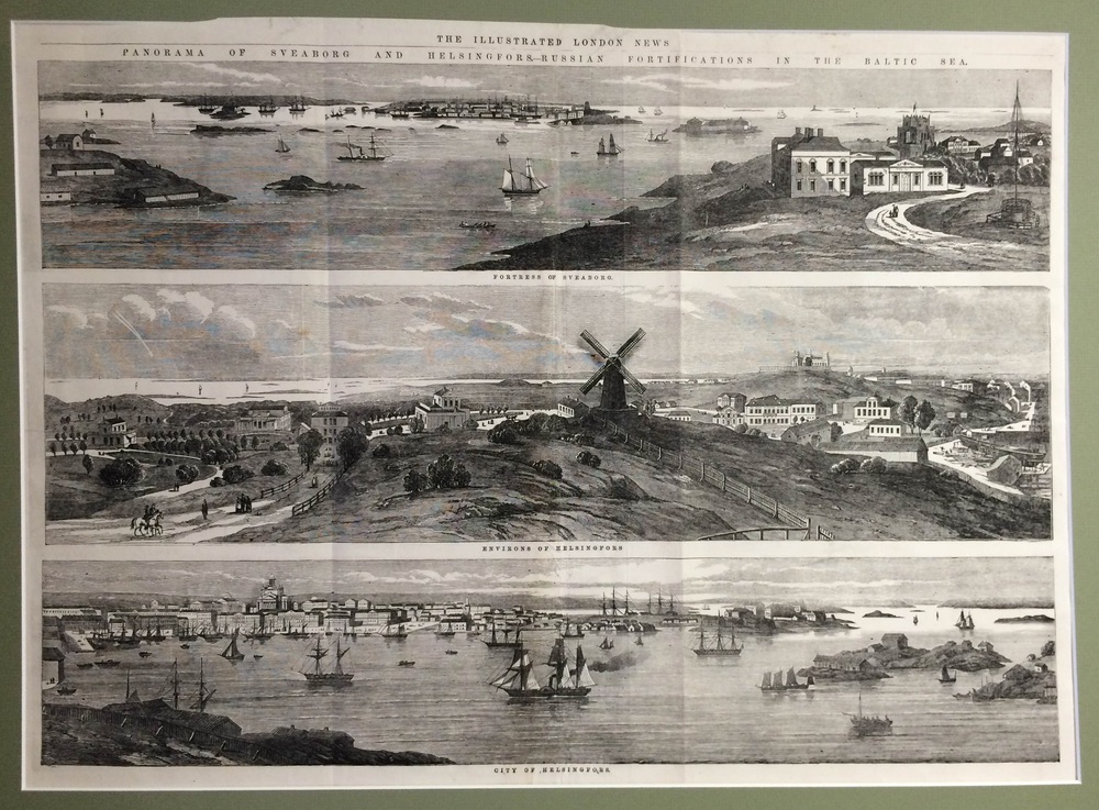 Panorama of Sveaborg and Helsingfors - Russian fortifications in the Baltic Sea. Fortress of Sveaborg. Environs of Helsingfors. City of Helsingfors