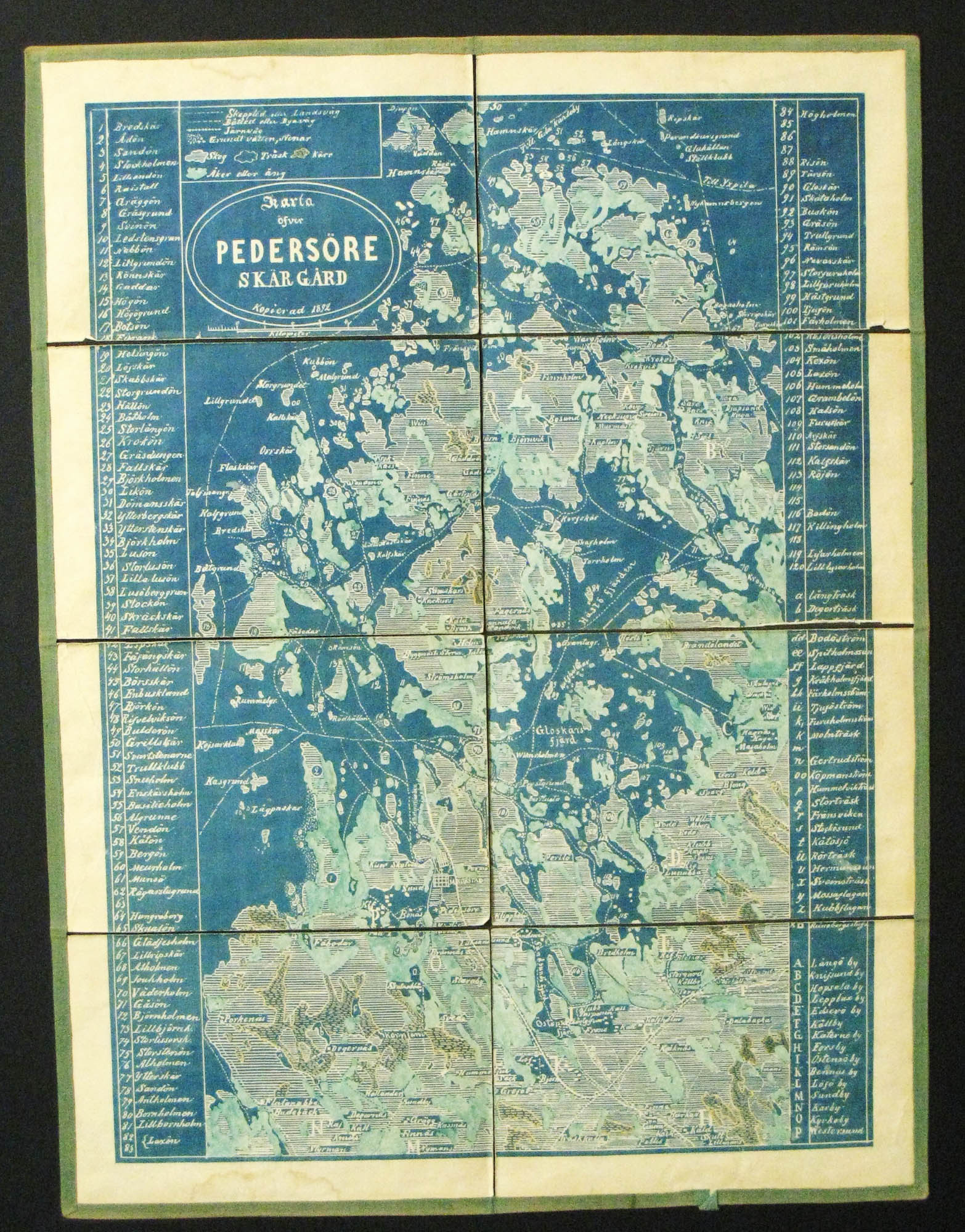 Karta öfver Pedersöre skärgård. Kopierad 1892