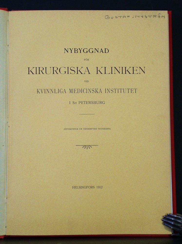Nybyggnad för Kirurgiska Kliniken vid Kvinnliga Medicinska Institutet i S:t Petersburg