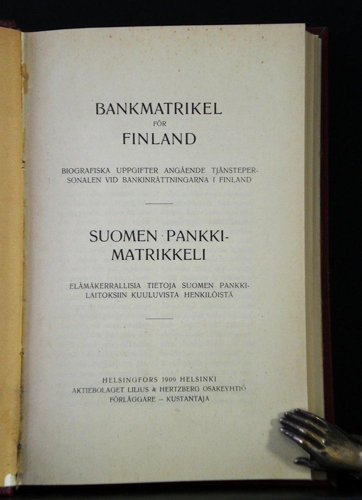 Bankmatrikel för Finland - Suomen Pankkimatrikkeli - matrikkelit