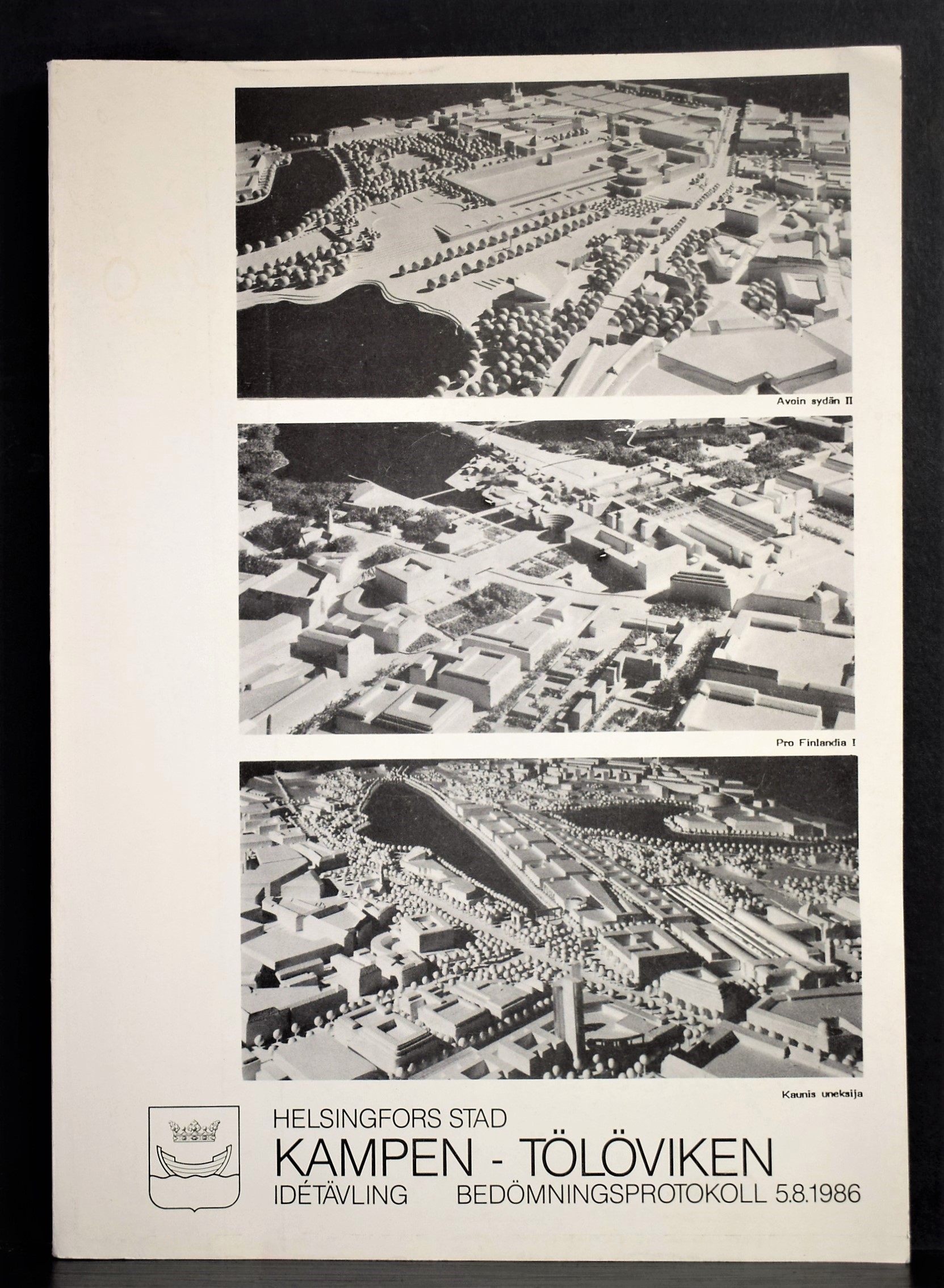 Helsingfors stad. Kampen-Tölöviken. Idétävling. Bedömningsprotokoll 5.8. 1986