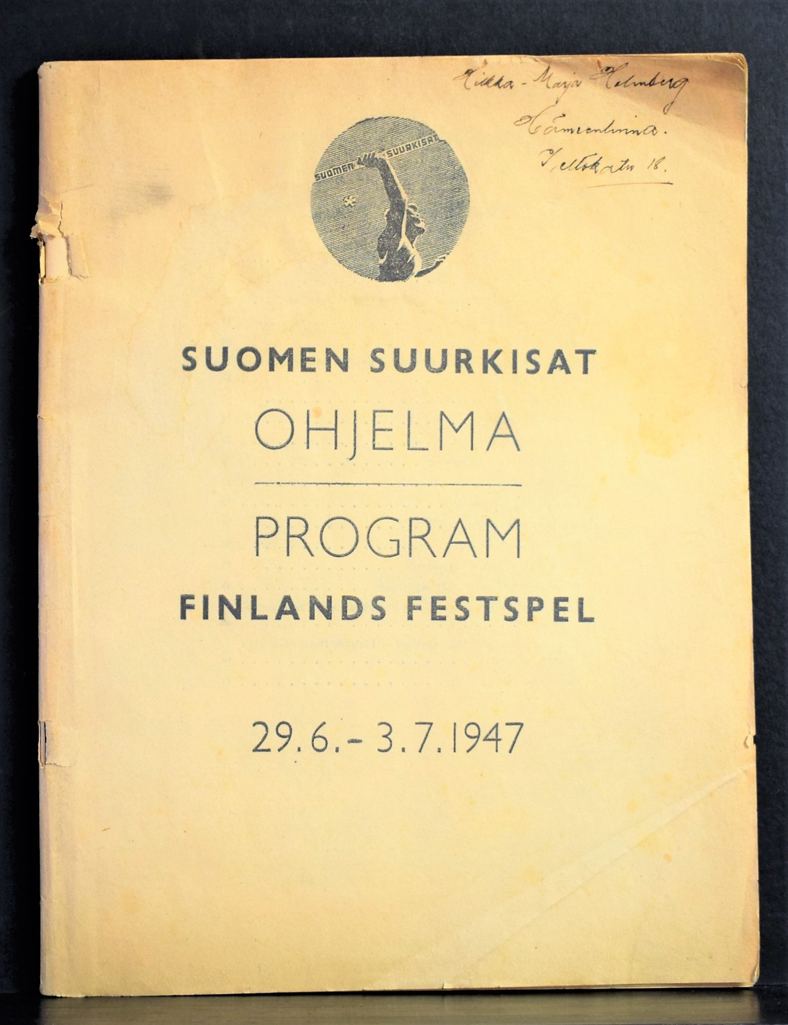 Suomen suurkisat. Ohjelma. Program. Finlands festspel. 29.6. - 3.7. 1947