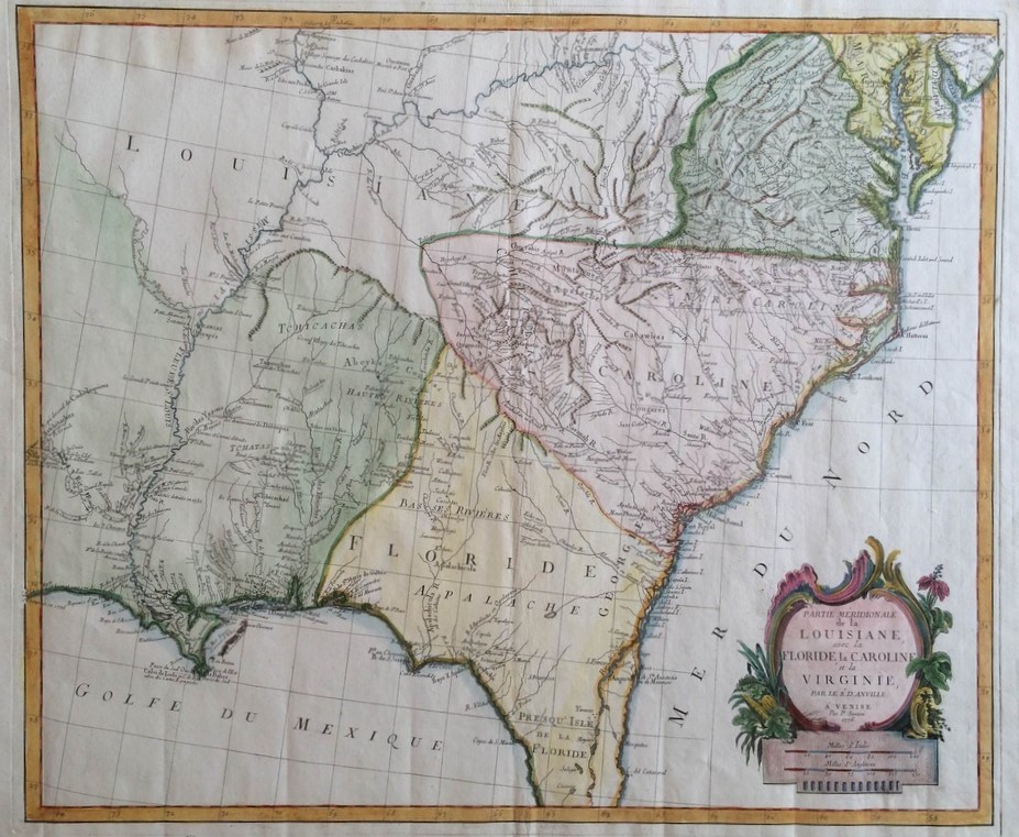 Santini, P.: Partie Meridionale de la Louisiane, avec la Floride, la Caroline et la Virginie