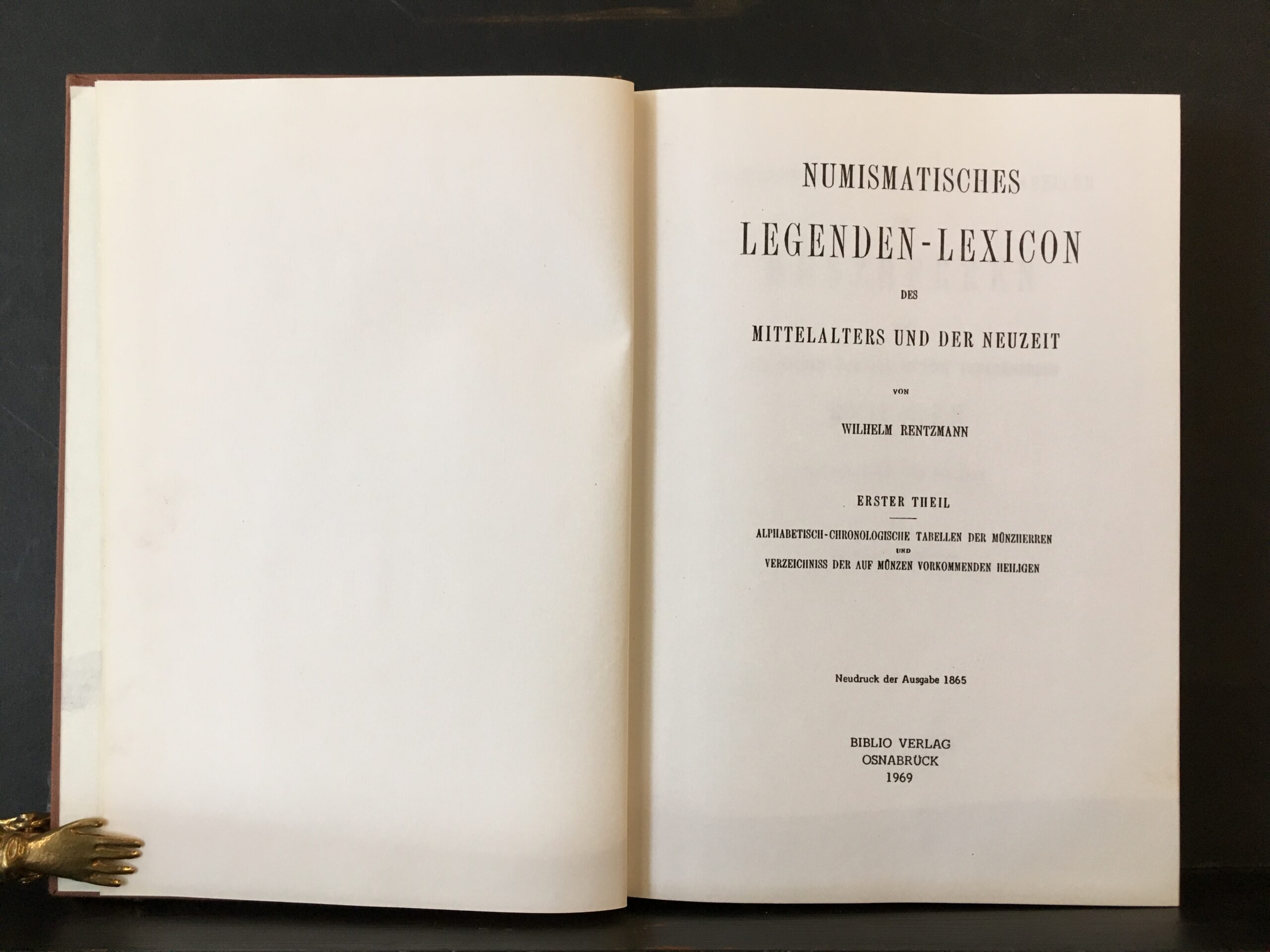 Rentzmann, Wilhelm: Numismatisches Legenden-Lexicon Des Mittelalters Und Der Neuzeit