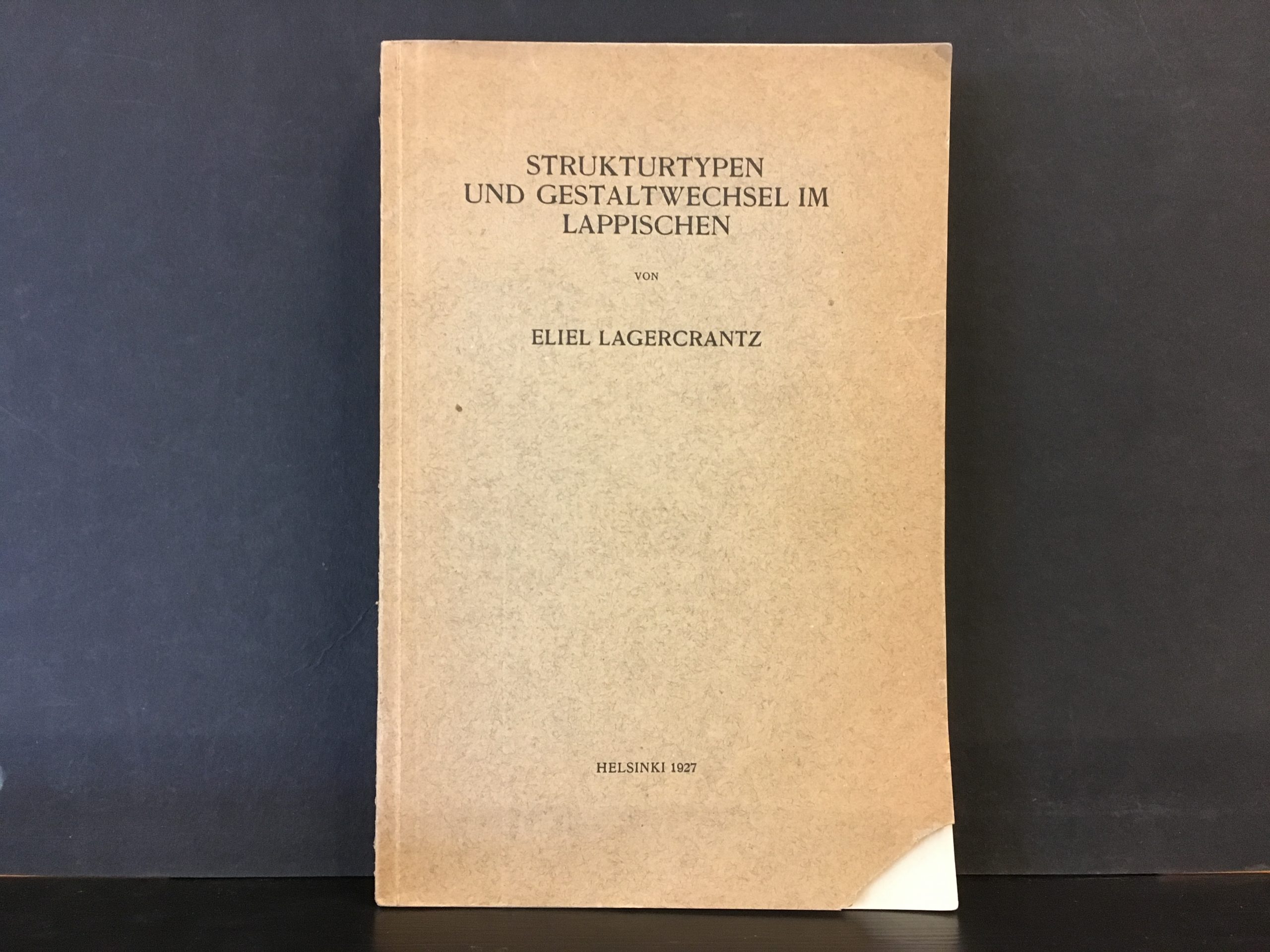 Lagercrantz, Eliel: Strukturtypen und gestaltwechsel im Lappischen