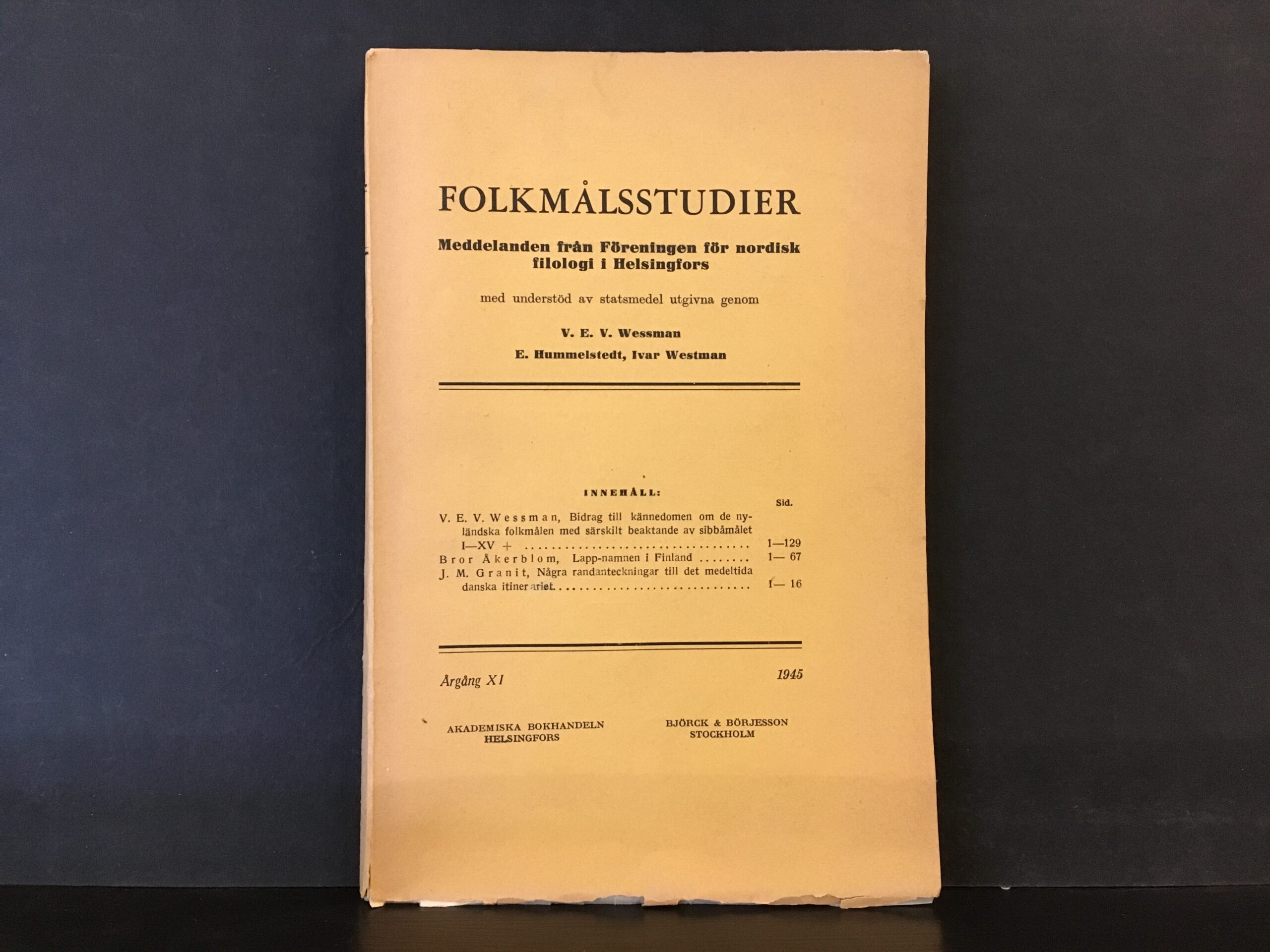 Åkerblom, Bror: Lapp-namnen i Finland