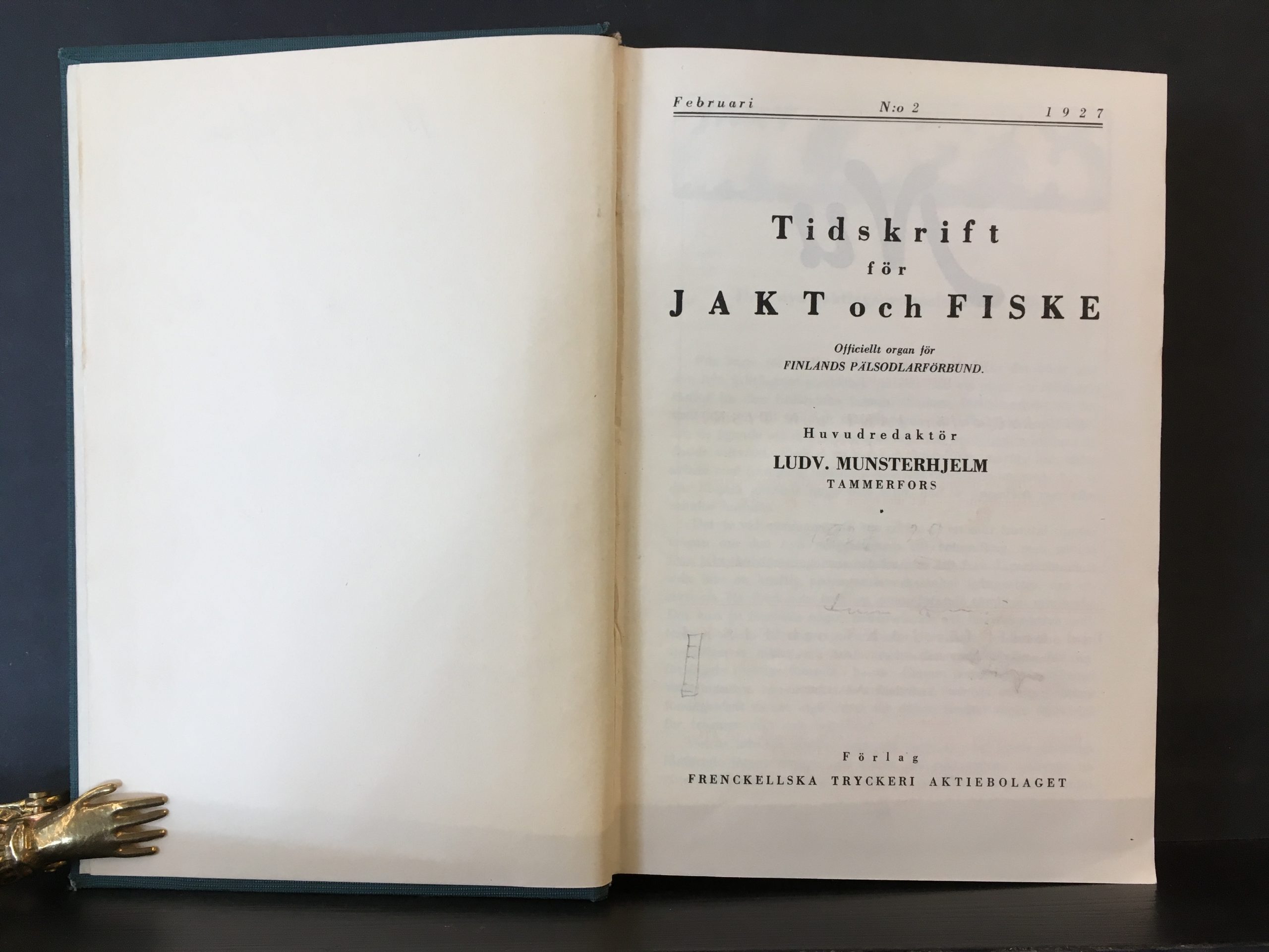 Tidskrift för Jakt och Fiske 1927–1929. Officiellt organ för Finlands pälsodlarförbund