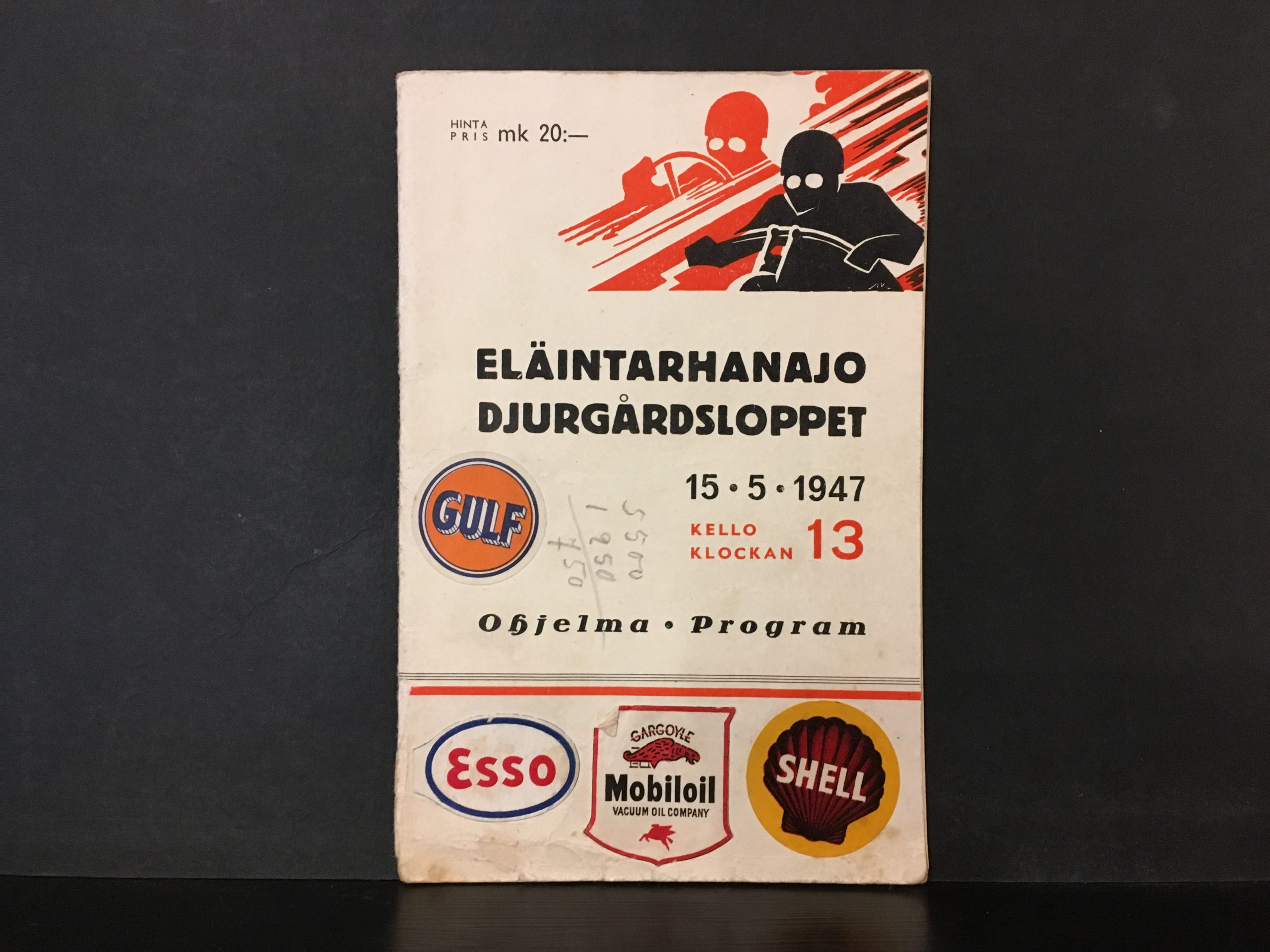 Eläintarhanajo. Djurgårdsloppet. 5.5.1947 kello/klockan 13. Ohjelma, program