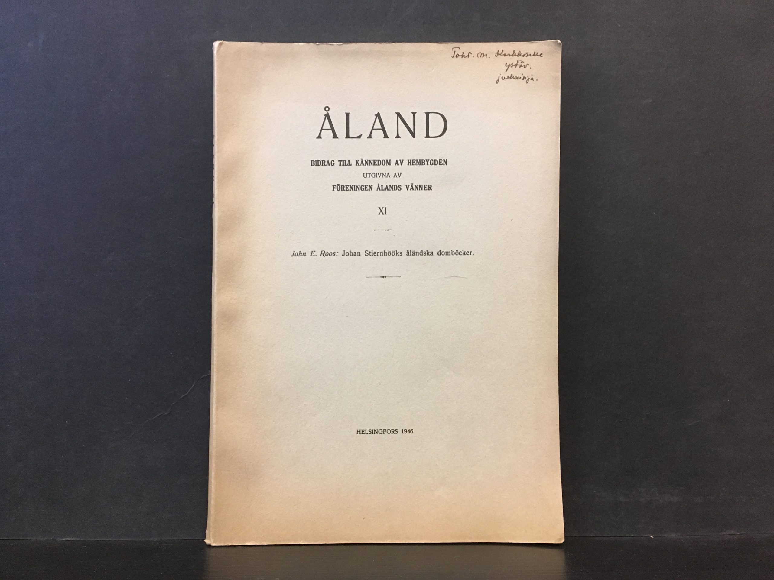 Roos, John E.: Johan Stiernhööks ålandska domböcker