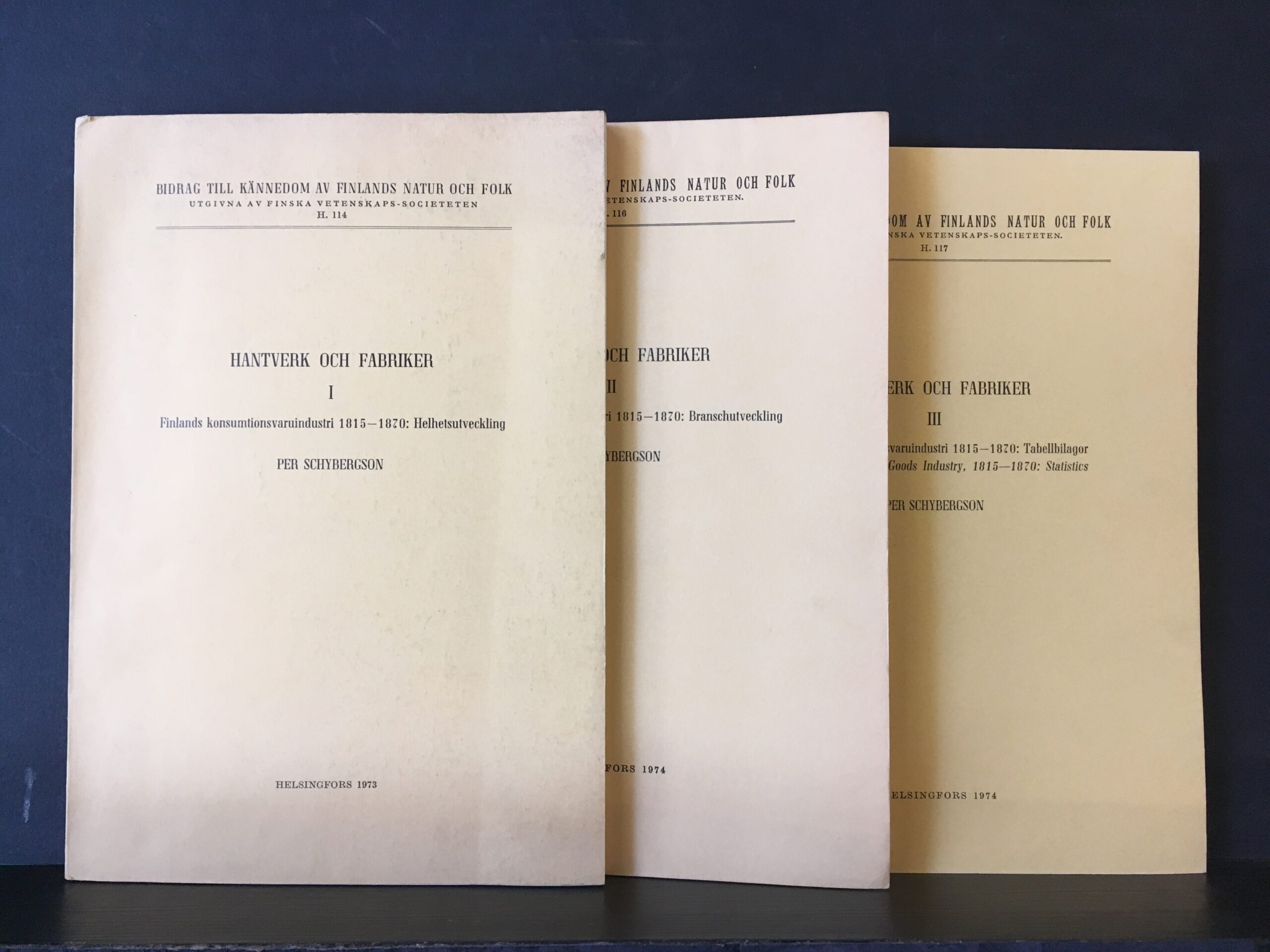 Schybergson, Per: Hantverk och fabriker I-III : Finlands konsumtionsvaruindustri 1815-1870