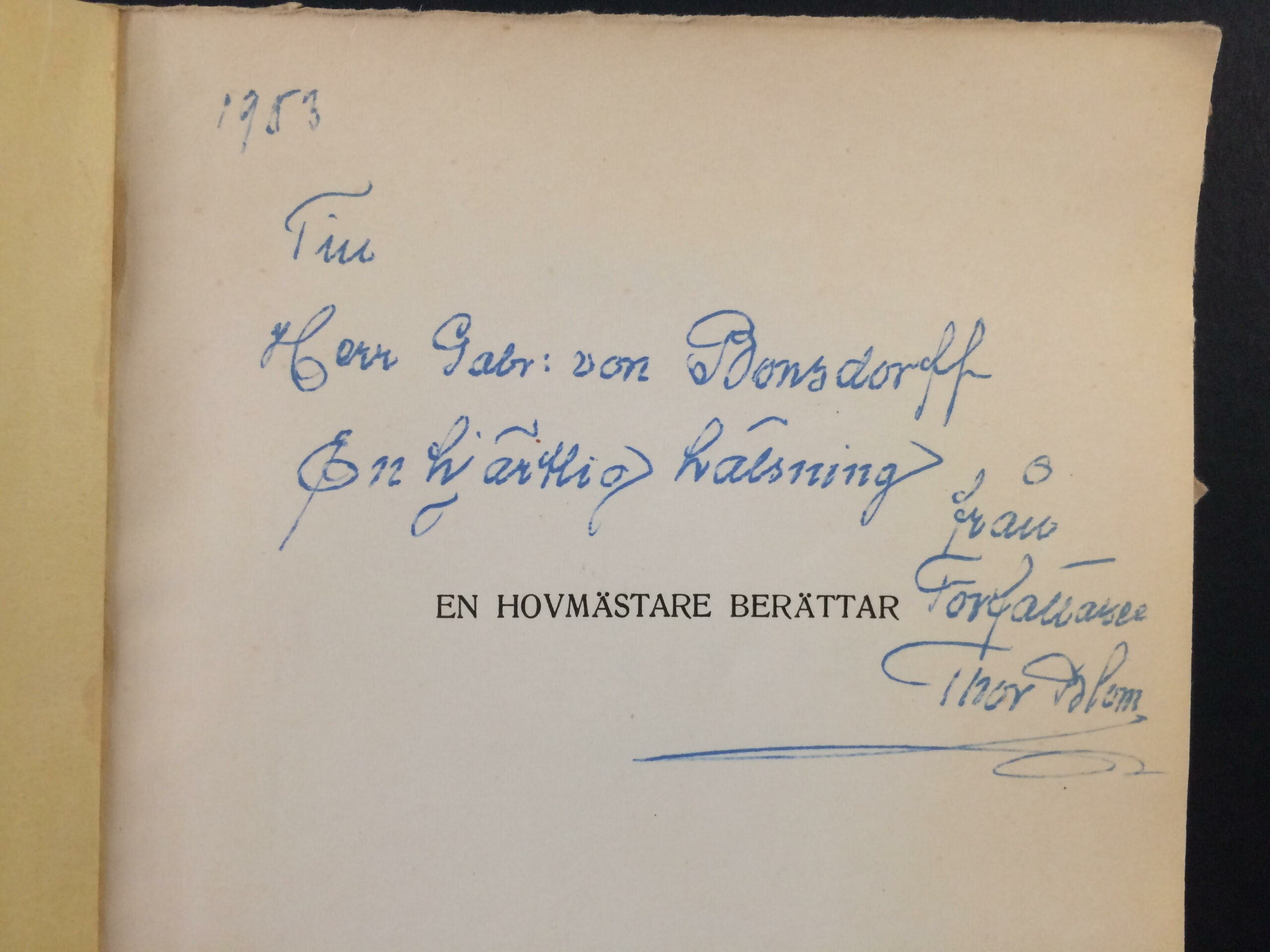 Blom, Thor: En hovmästare berättar (dedikation) - Image 2