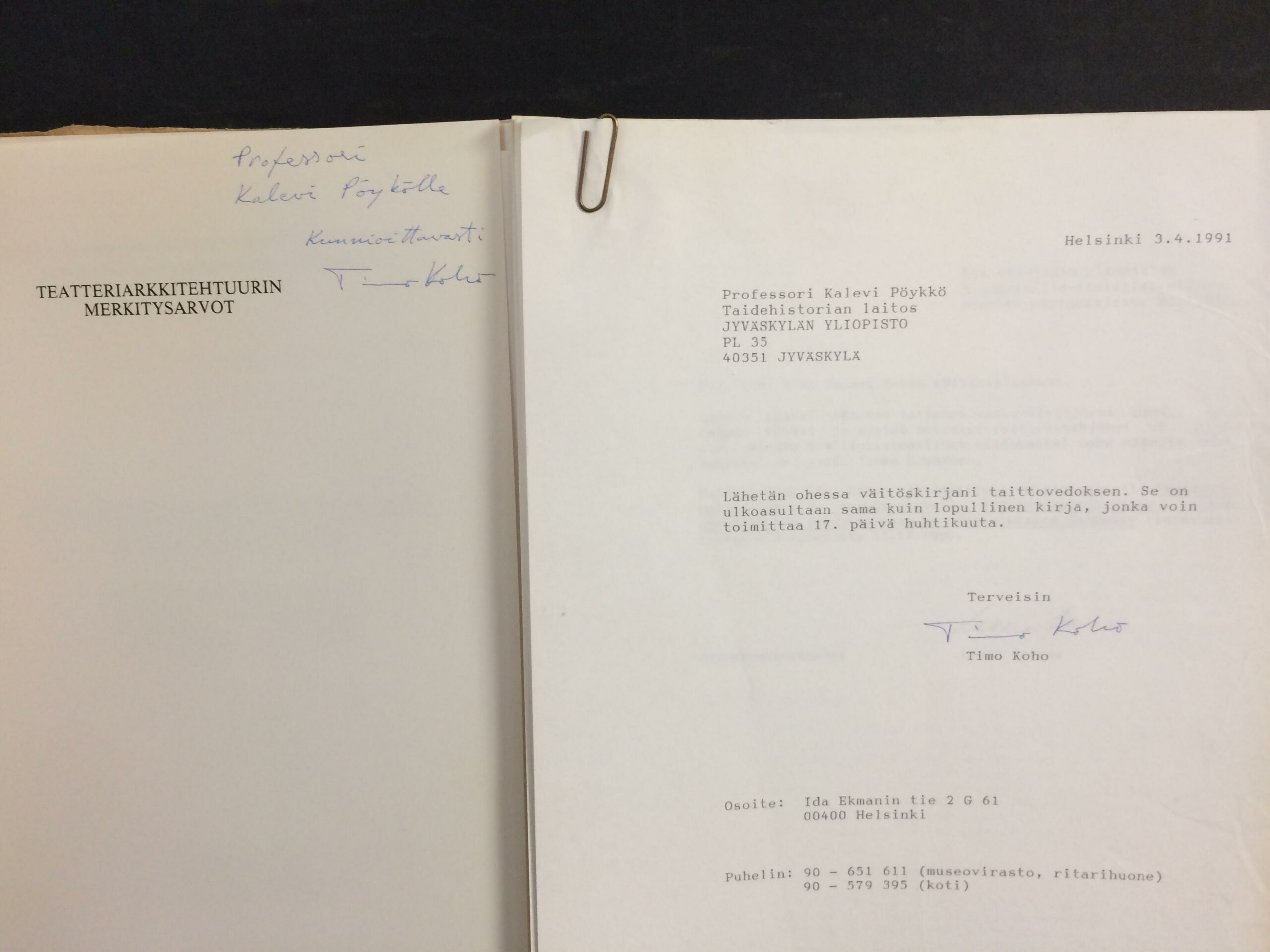 Koho, Timo: Teatteriarkkitehtuurin merkitysarvot (*omiste) - Image 2