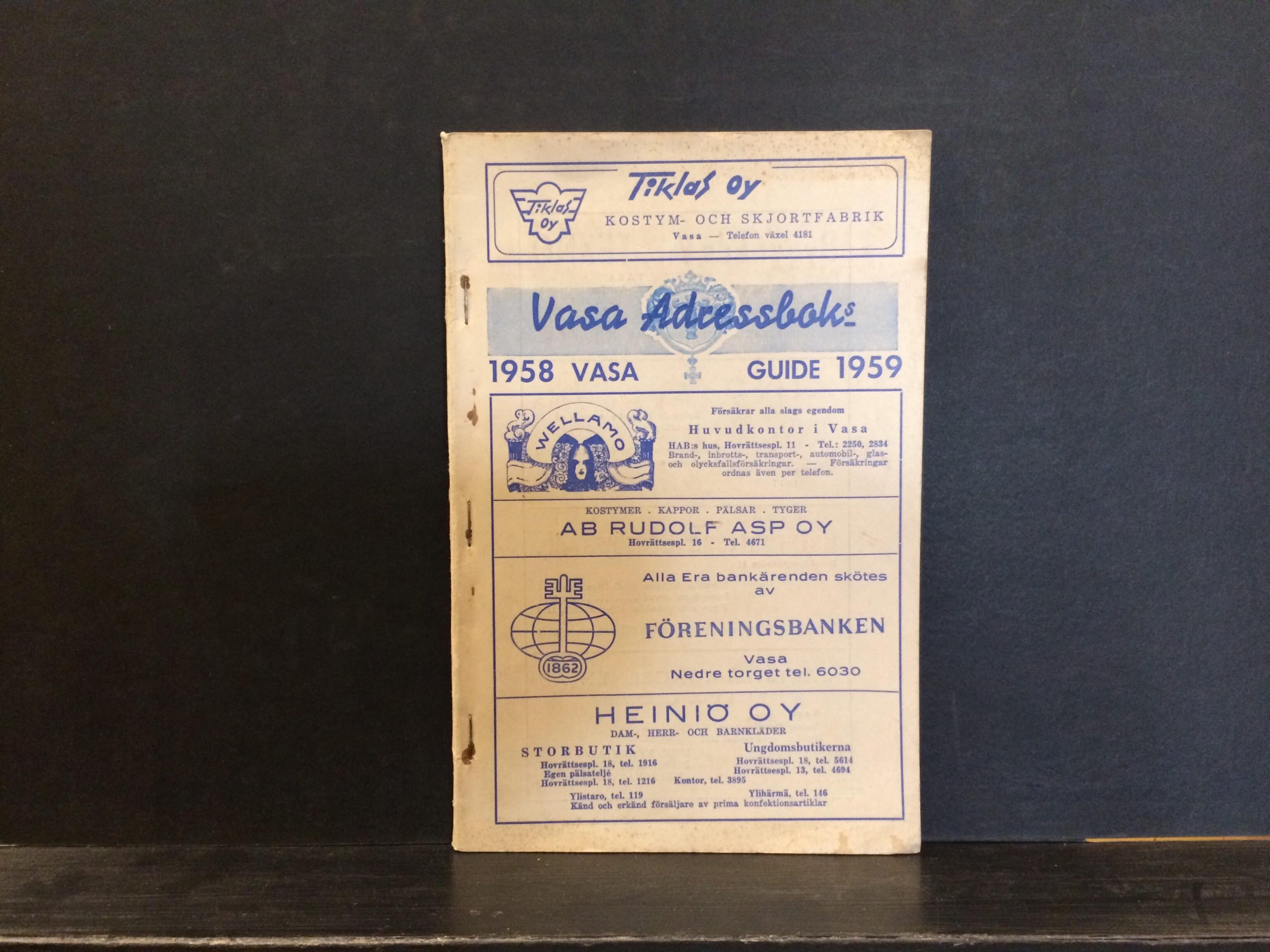 Vasa Adressbok 1958 Vasa Guide 1959