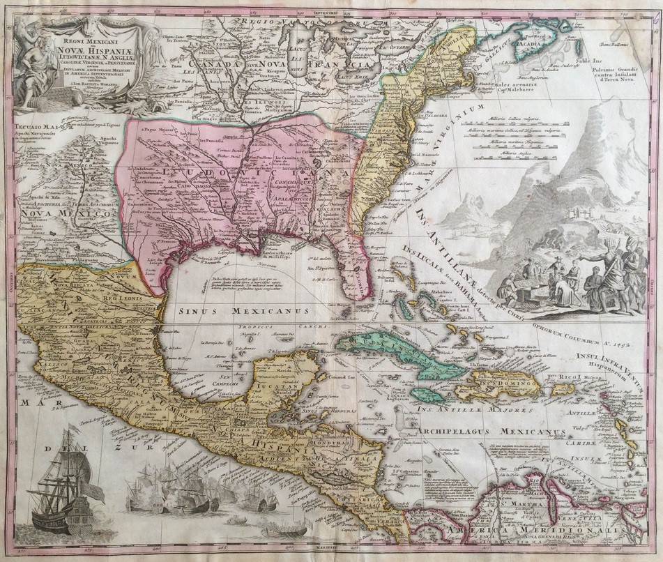 Homann, Jo. Bapt.: Regni Mexicani seu Novae Hispaniae, Floridae, Novae Angliae, Carolinae, Virginiae et Pensylvaniae