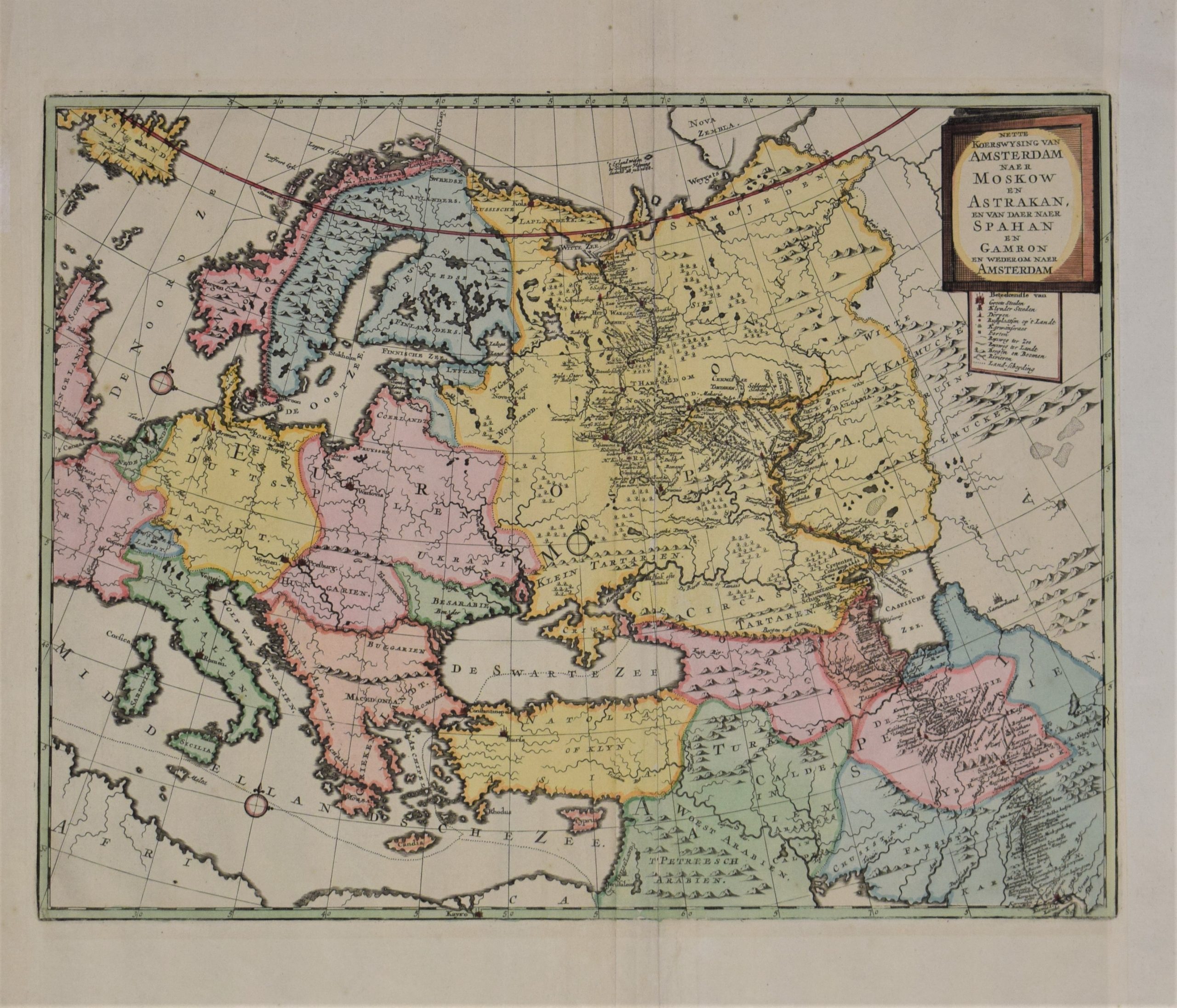 Bruyn, Cornelis de: Nette Koerswysing van Amsterdam naer Moskow en Astrakan