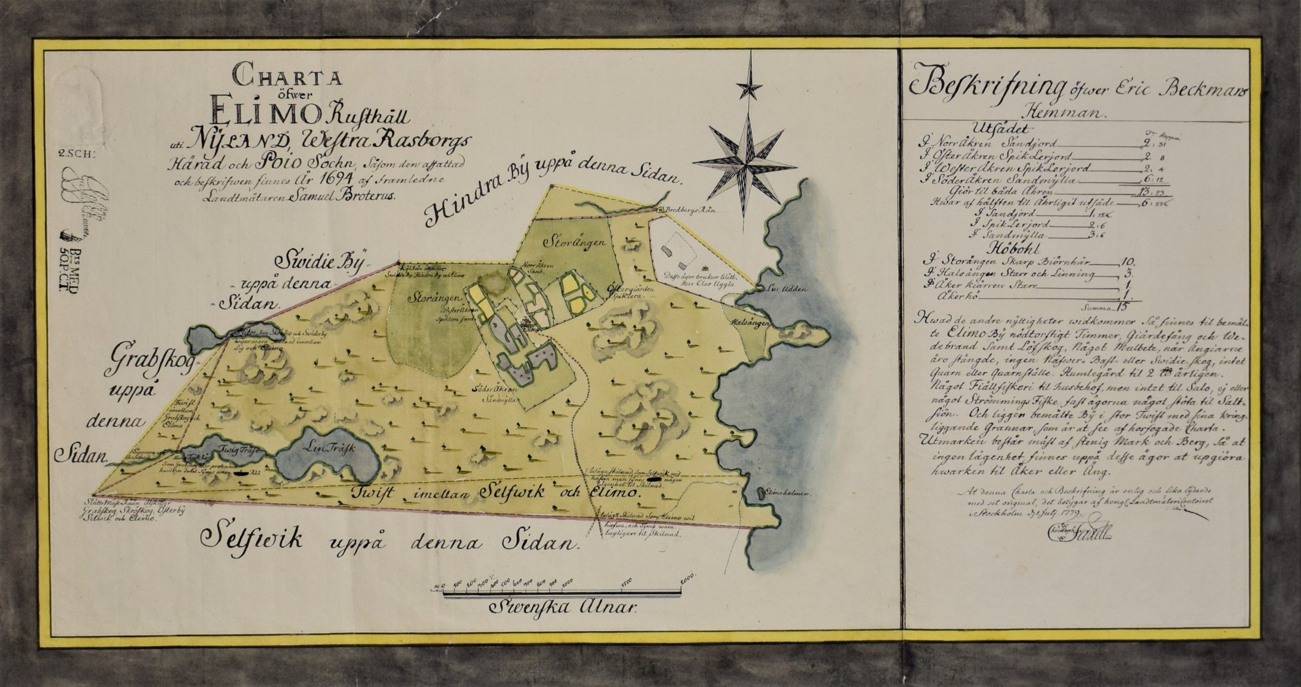 Broterus, S.: Charta öfwer Elimo Rusthåll uti Nyland, Westra Rasborgs Härad och Poio Sockn