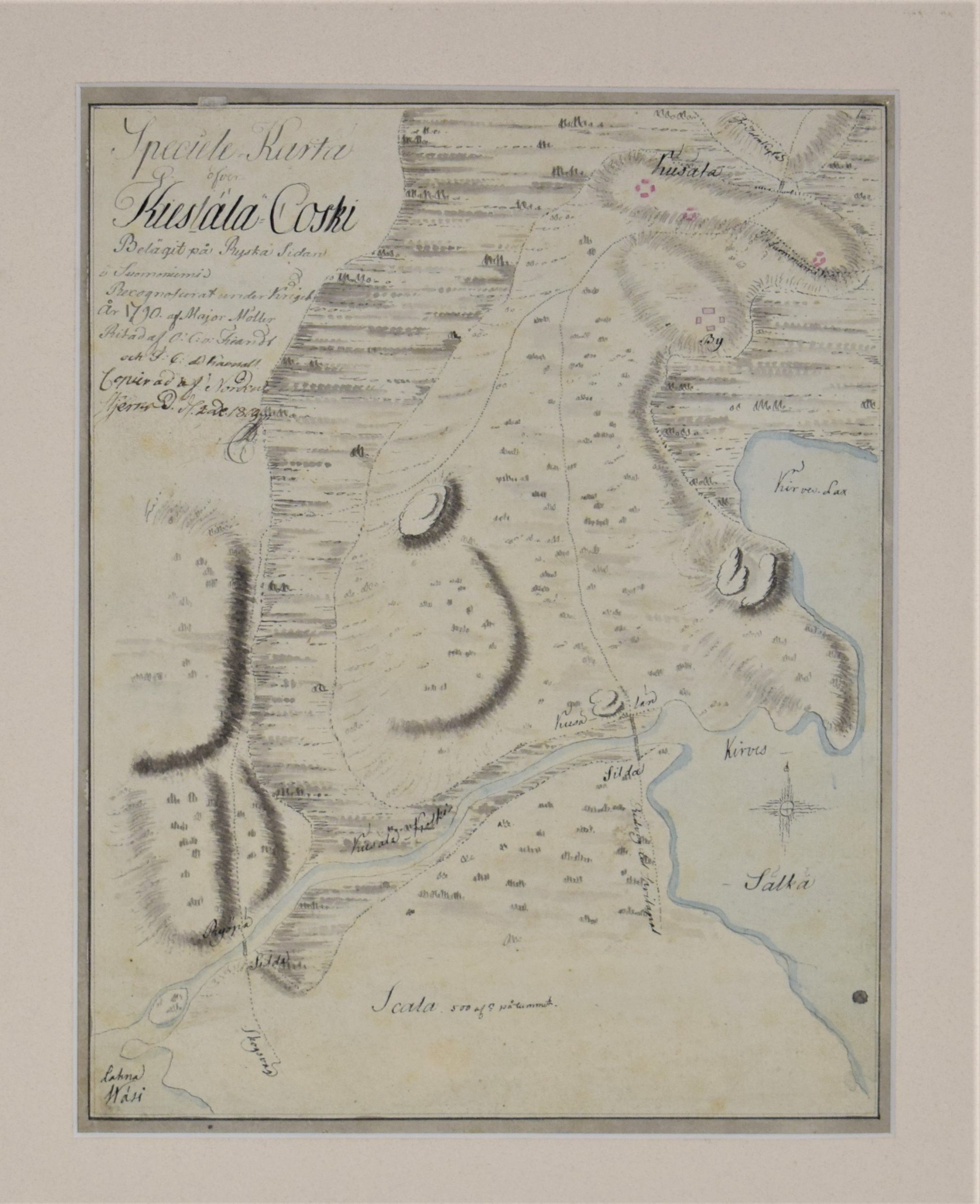 von Fieandt, O. C.: Speciale-Karta öfver Kiesala-Coski. Belägit på Ryska Sidan i Suomenniemi