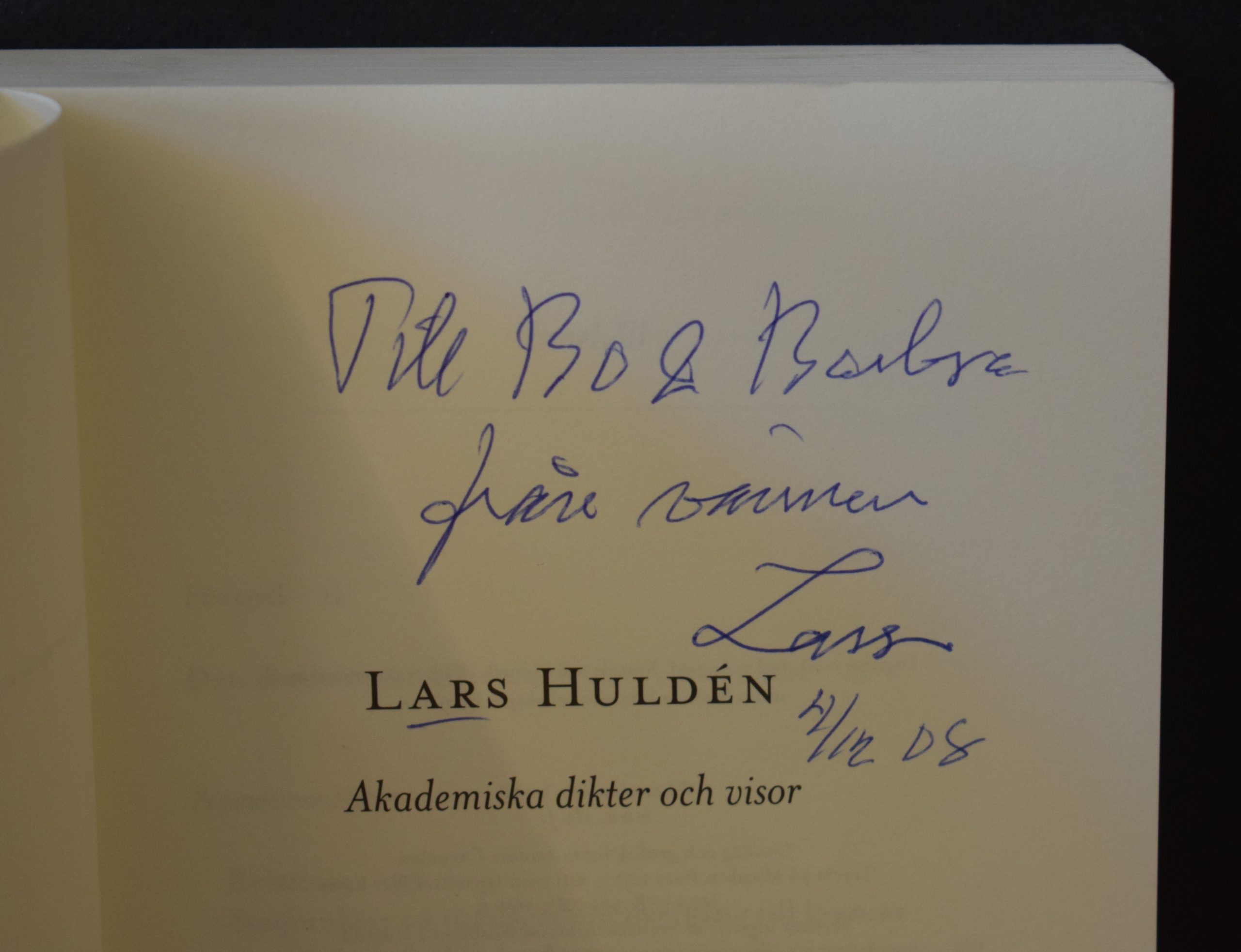 Huldén, Lars: Akademiska dikter och visor (dedikation) - Image 2
