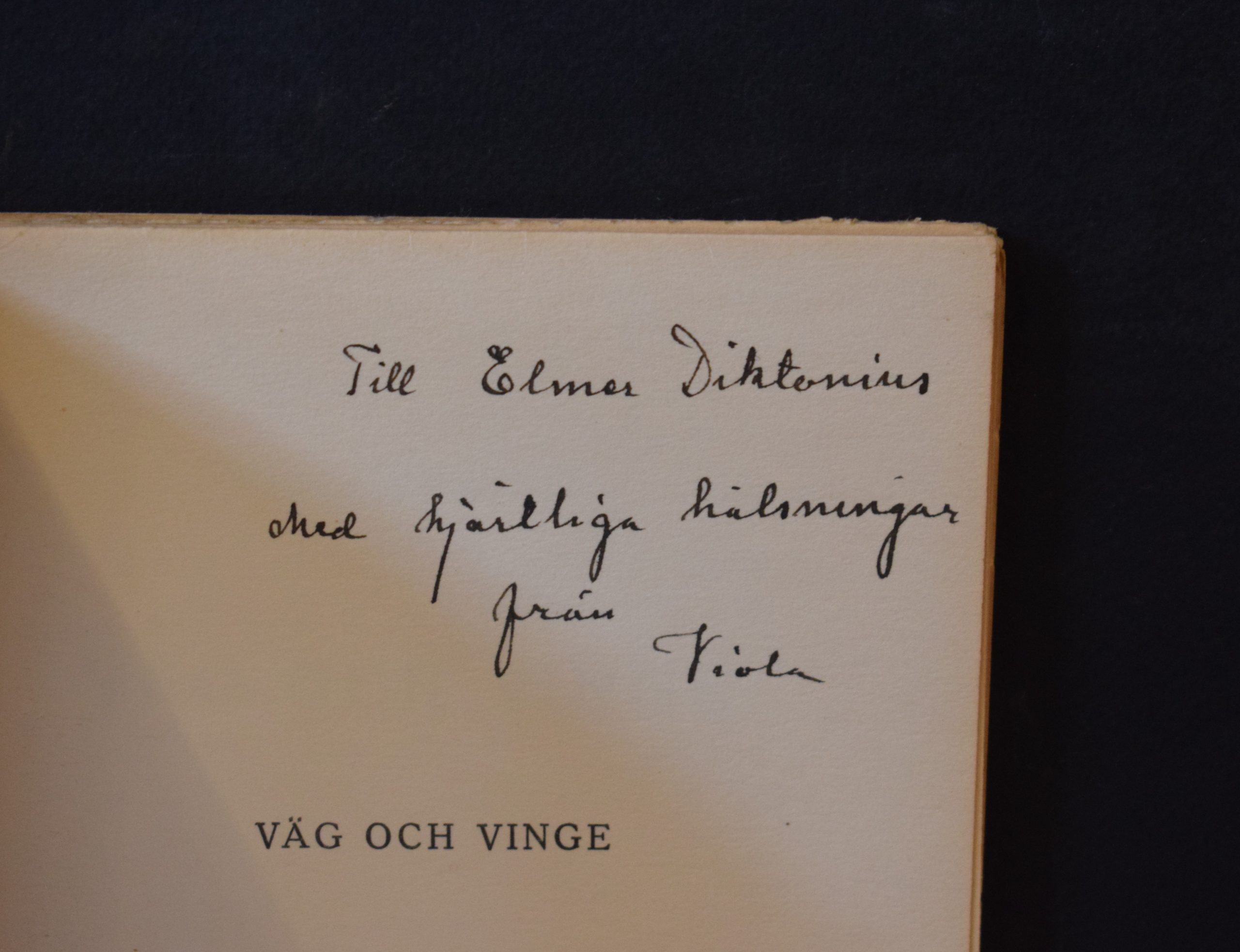 Renvall, Viola: Väg och vinge (dedikation) - Image 2