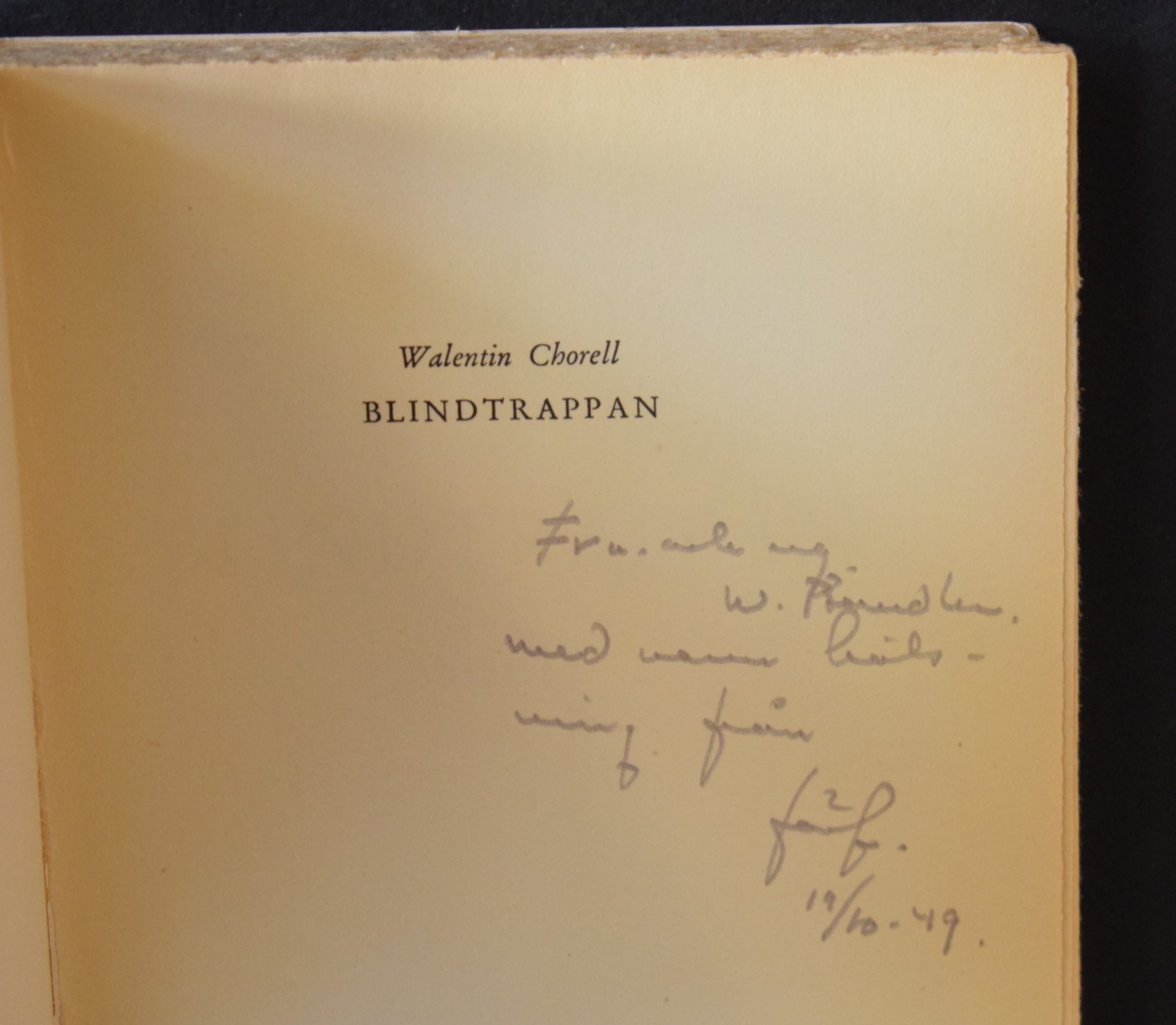 Chorell, Walentin: Blindtrappan (dedikation) - Image 2