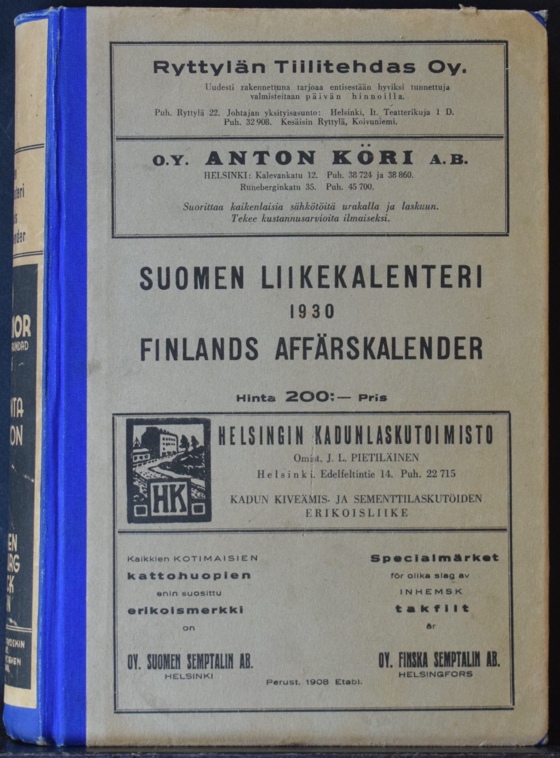 Suomen liikekalenteri 1930 Finlands affärskalender