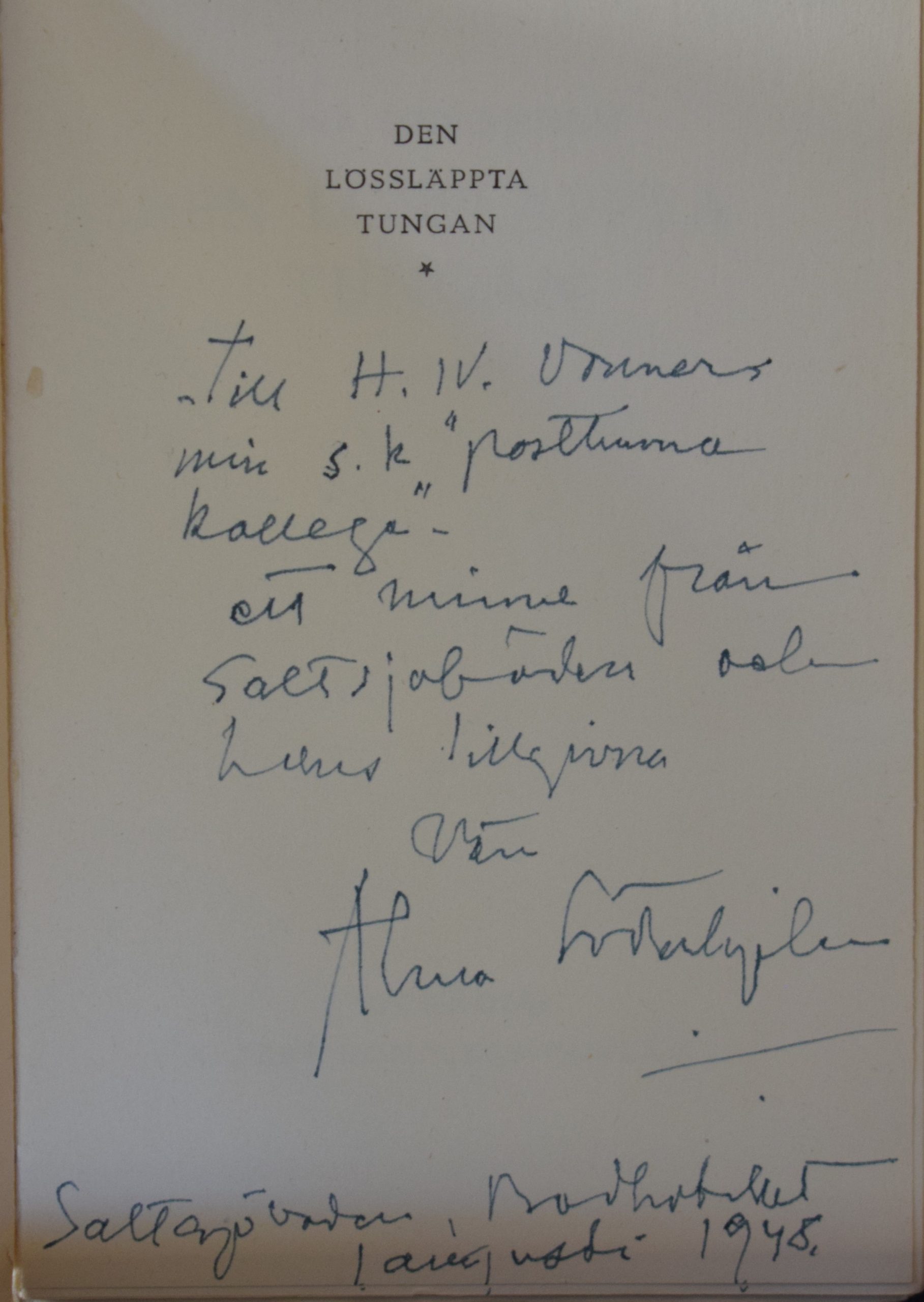 Söderhjelm, Alma: Den lössläppta tungan (dedikation) - Image 2