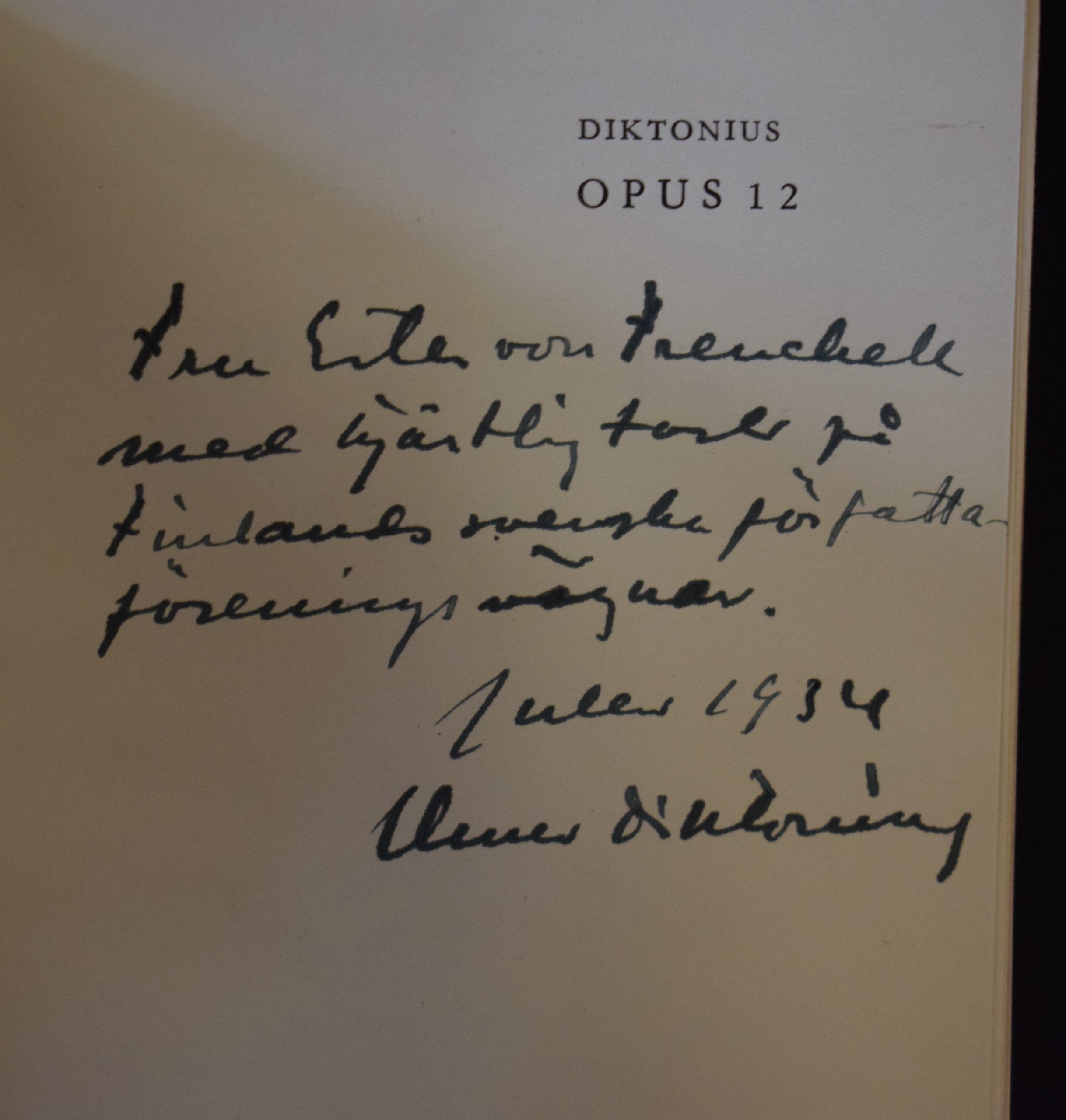 Diktonius, Elmer: Opus 12. Musik. (dedikation) - Image 2