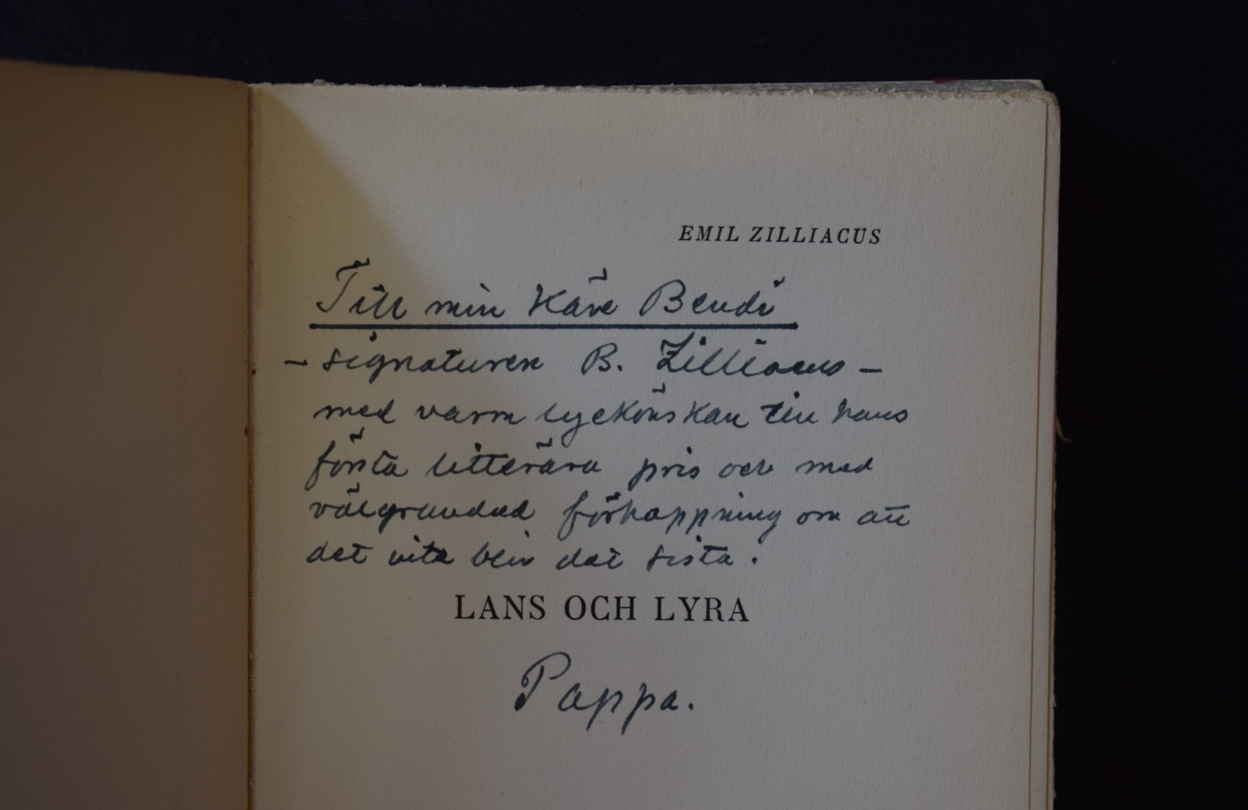 Zilliacus, Emil: Lans och lyra - Litterära studier och kåserier (dedikation) - Image 2