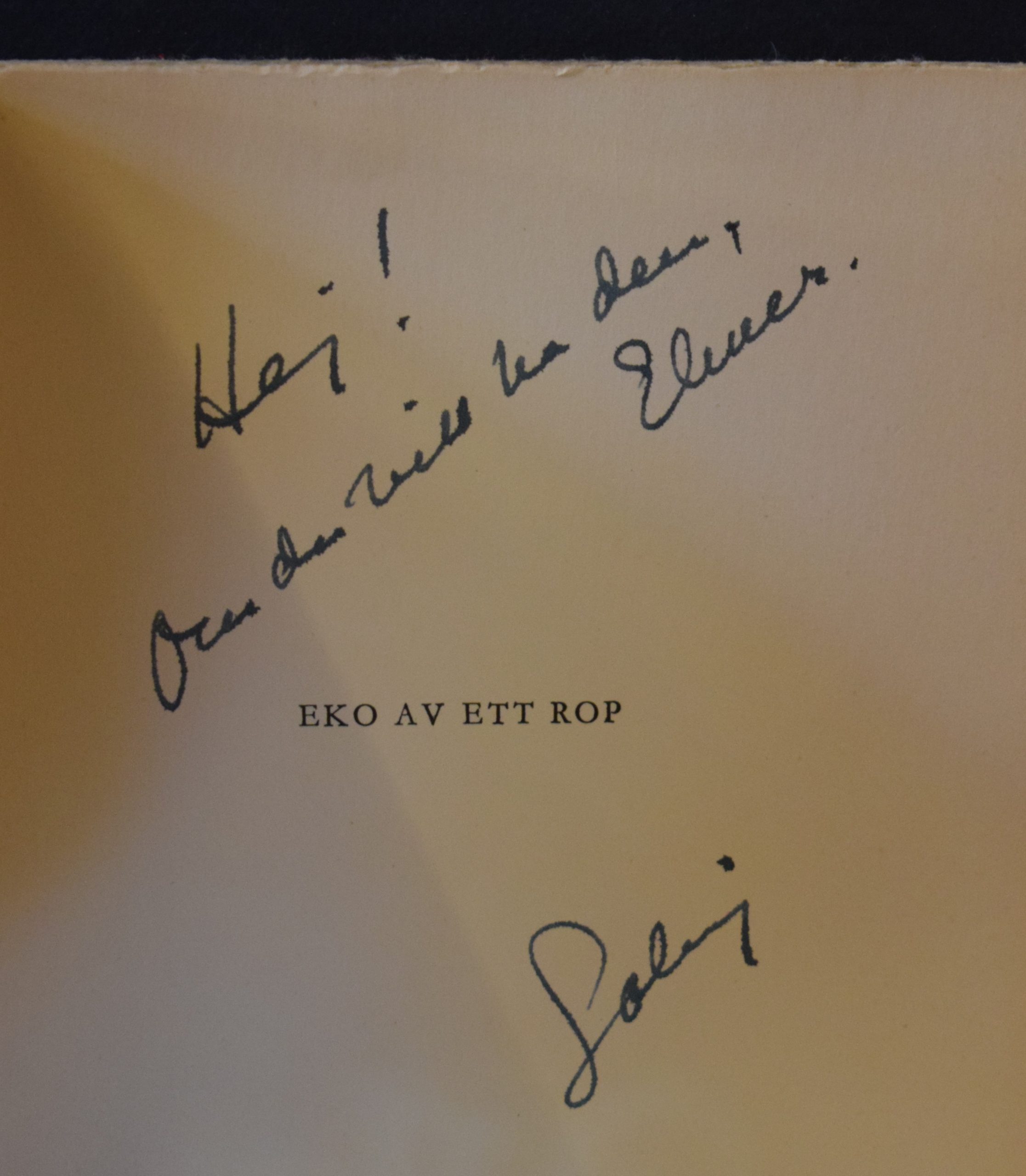 Schoultz, Solveig von: Eko av ett rop (dedikation) - Image 2