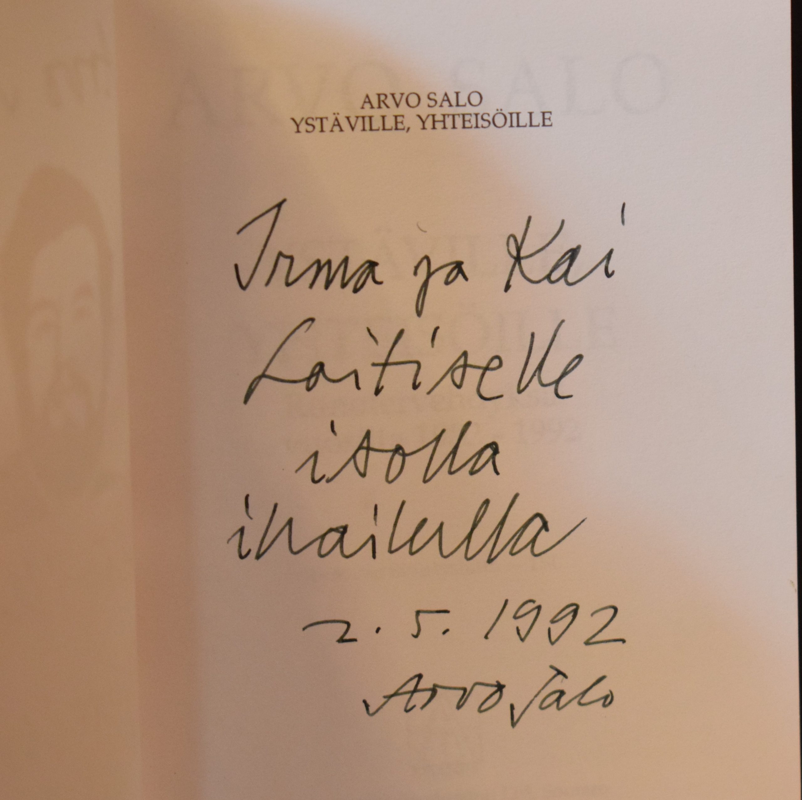 Salo, Arvo: Ystäville, yhteisölle (omiste) - Image 2