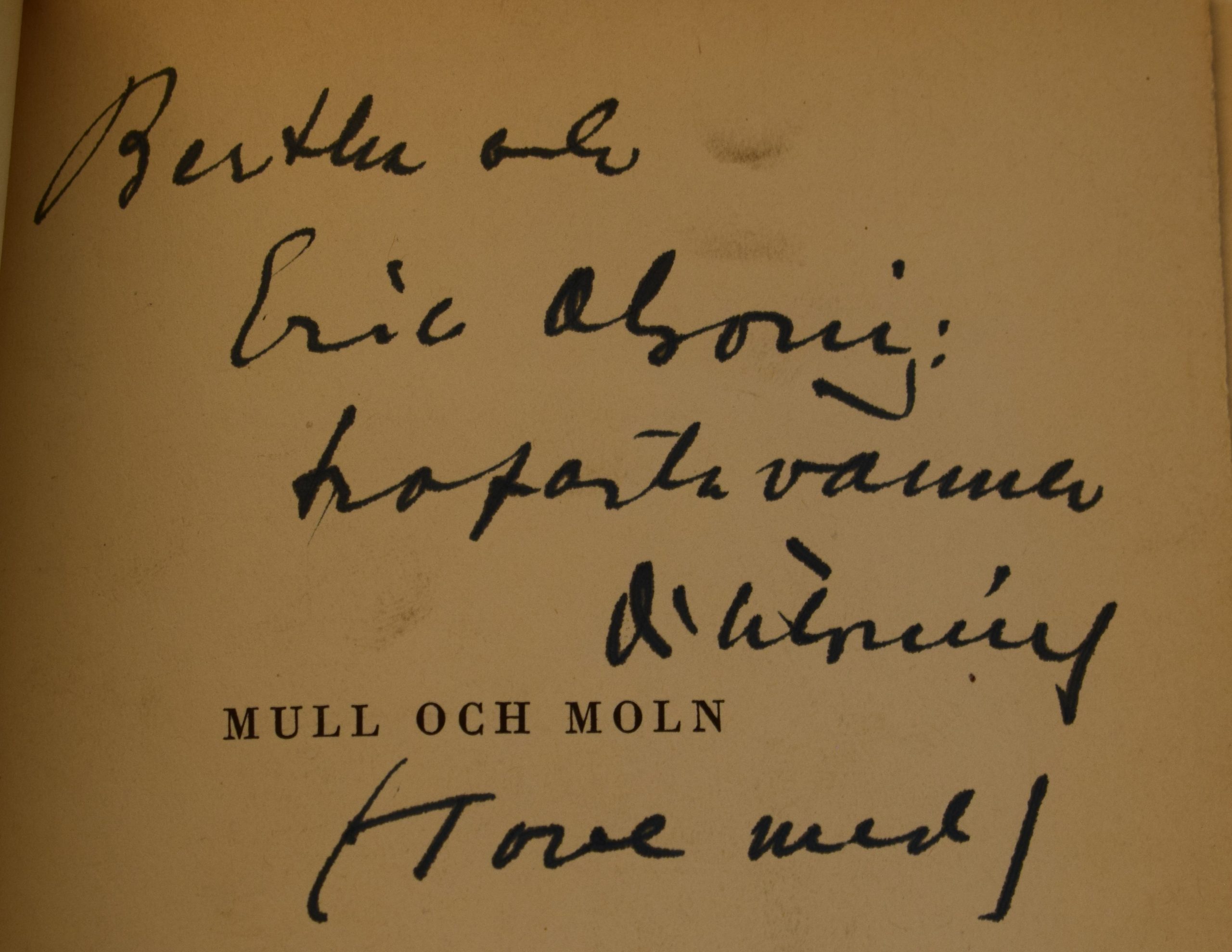 Diktonius, Elmer: Mull och moln (dedikation) - Image 2