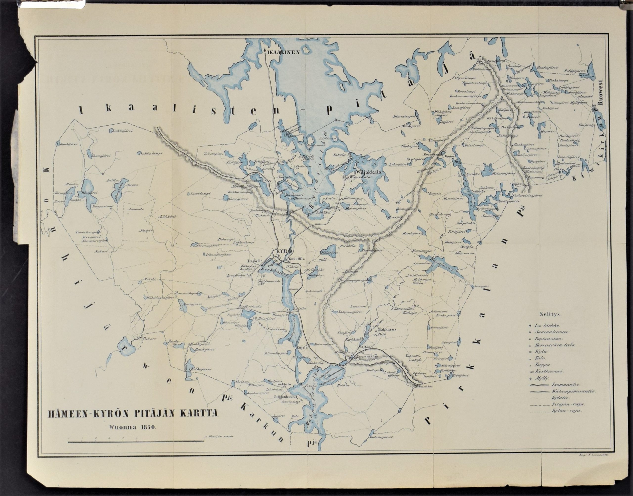 Hämeen-kyrön pitäjän kartta (1850)